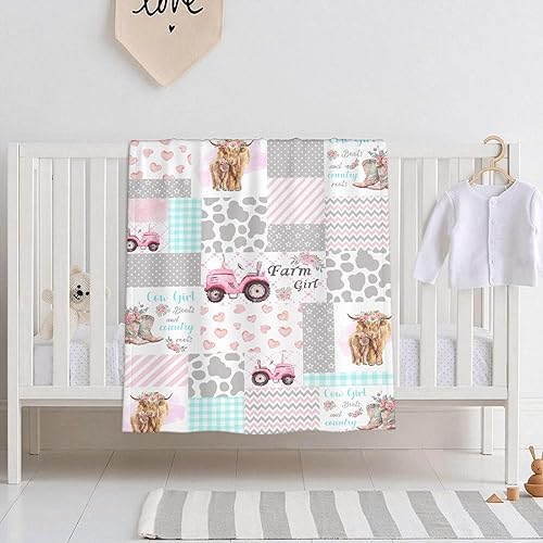 Miniatura 8 de Manta de franela para niña de granja, ultra suave y acogedora, manta de forro polar ligera y mullida, manta de felpa cálida para sofá, cama, 30 x 40