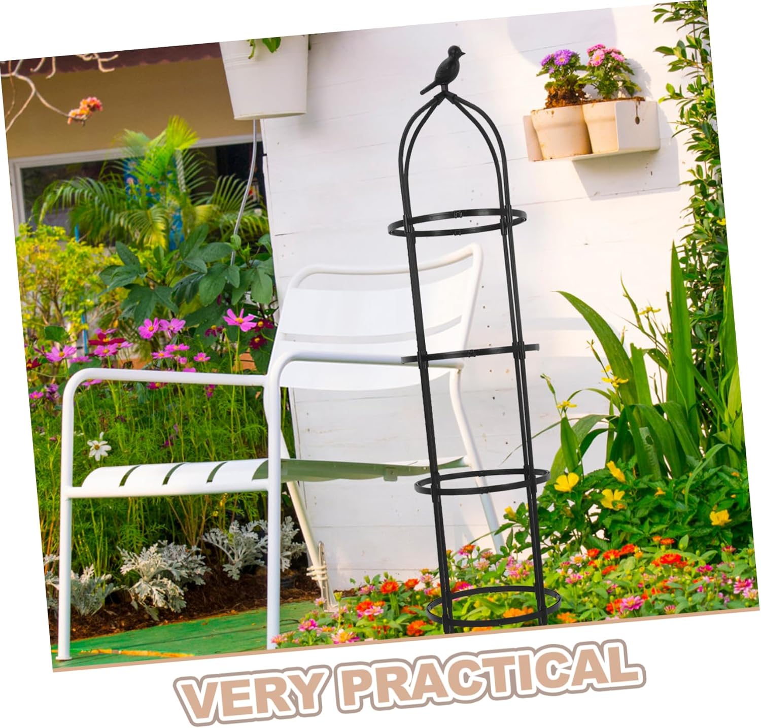 Mikikit Garden Accessories Outdoor Metal Garden Trellis Bird Design Decorative Trellis for Flower Bed and Patio