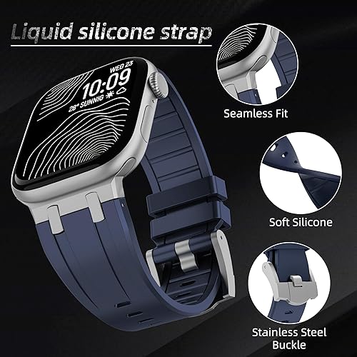 Miniatura 2 de Correa deportiva de silicona suave compatible con Apple Watch Ultra Band de 1.929 in 1.811 in 1.772 in 1.732 in 1.654 in, pulseras de repuesto