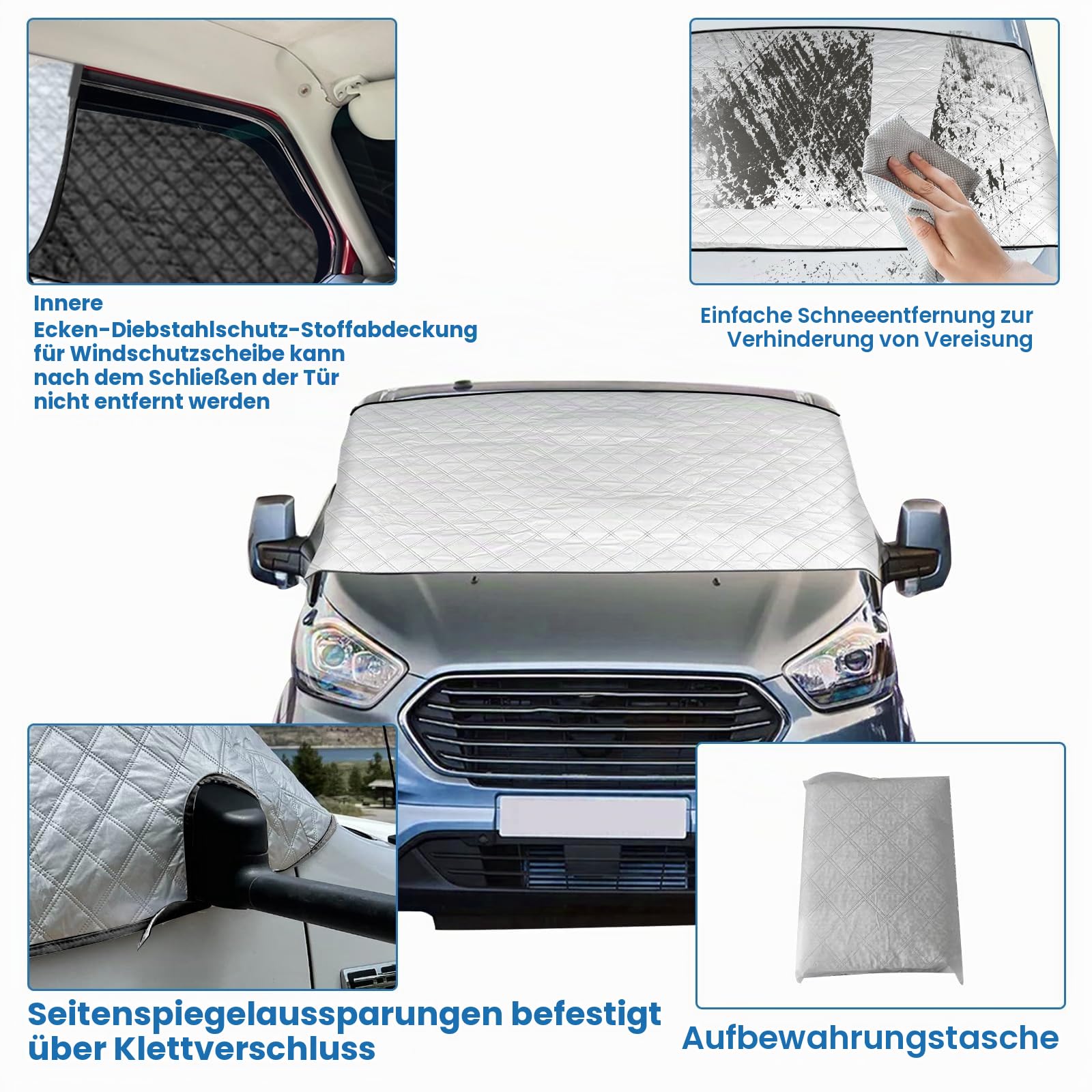 Windschutzscheibenabdeckung für VW T6, Thermoabdeckung, Schnee-Abdeckung, wasserdicht, staubdicht, Sonne, UV, Schnee, EIS, Frost für VW T6 2016–2022