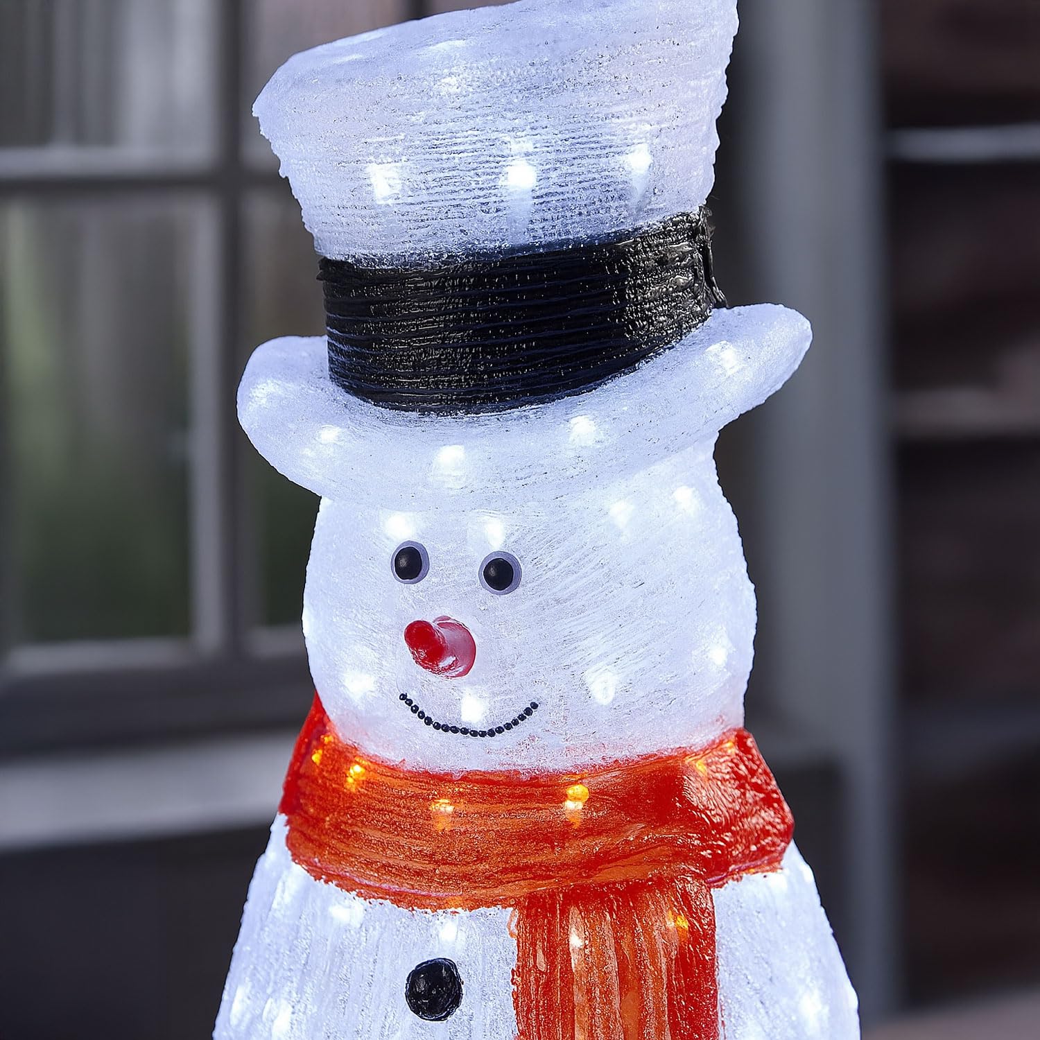 Neo Pupazzo di neve in acrilico, 70 cm, per esterni, festivo, Natale, giardino, portico, decorazione, esposizione, bianco caldo, luminoso, LED illuminato resistente alle intemperie