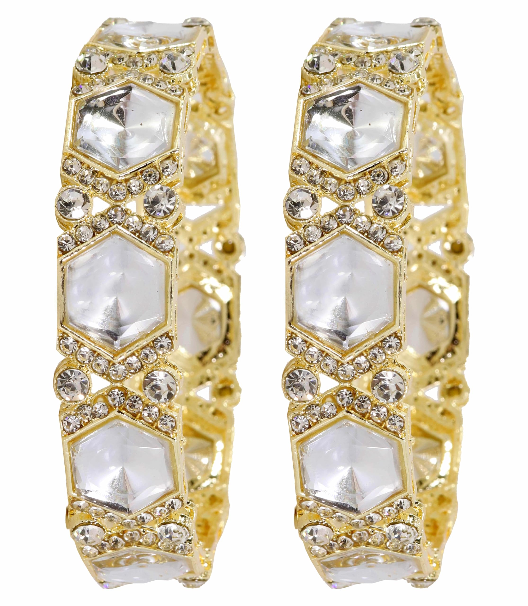 LAVAZZA Traditional Golden Metal Bangles Set For Women & Girls with Zircon Stone & Kundan Mirror | Golden Bangles | Stone Bangles | Girls Bangles | kangan for women-(LV_RH8-GoldWhite-2.4) (B0DDCMM7ZM) Amazon Price History, Amazon Price Tracker