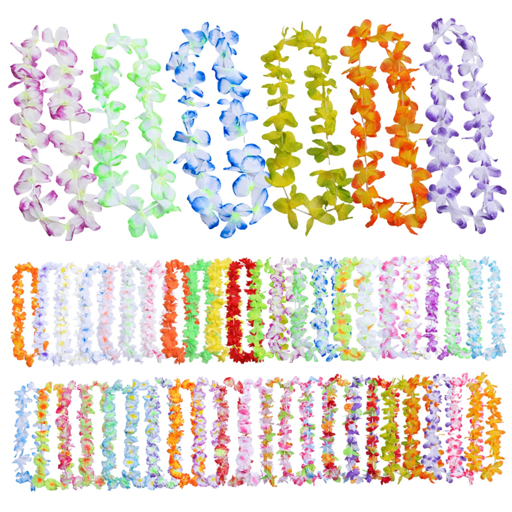 Garland hawaïen 50pcs pas cher pour habiller 50 invités sans manquer de colliers de fleurs Luau