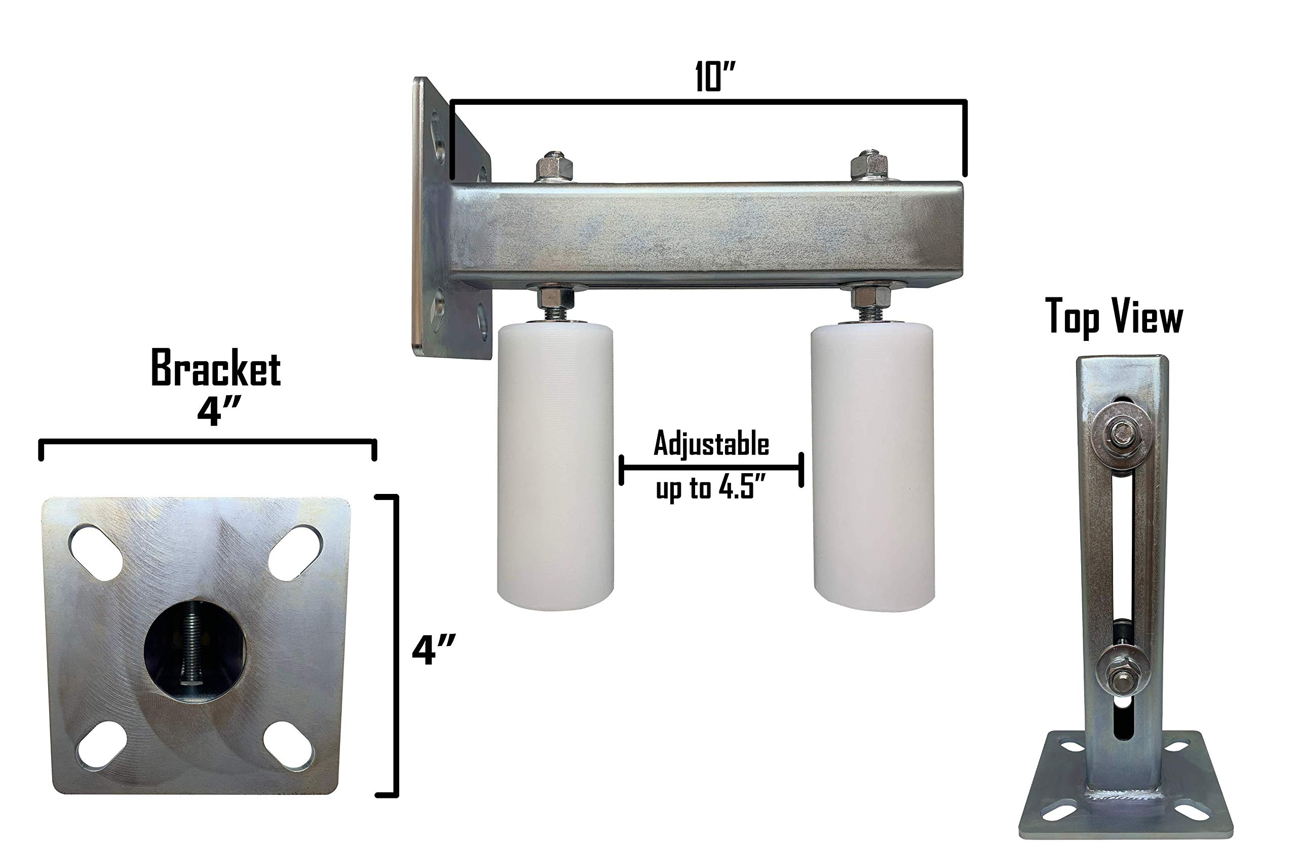 Buy Adjustable Slide Gate Guide Rollers 6” White Dual Hard UHMW Nylon
