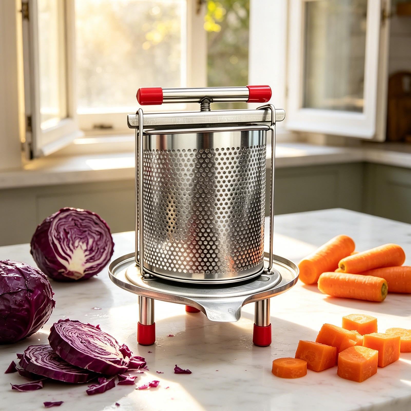 Obstpresse 2,8L mit Kreuzträger Edelstahl Lebensmittelqualität Crusher