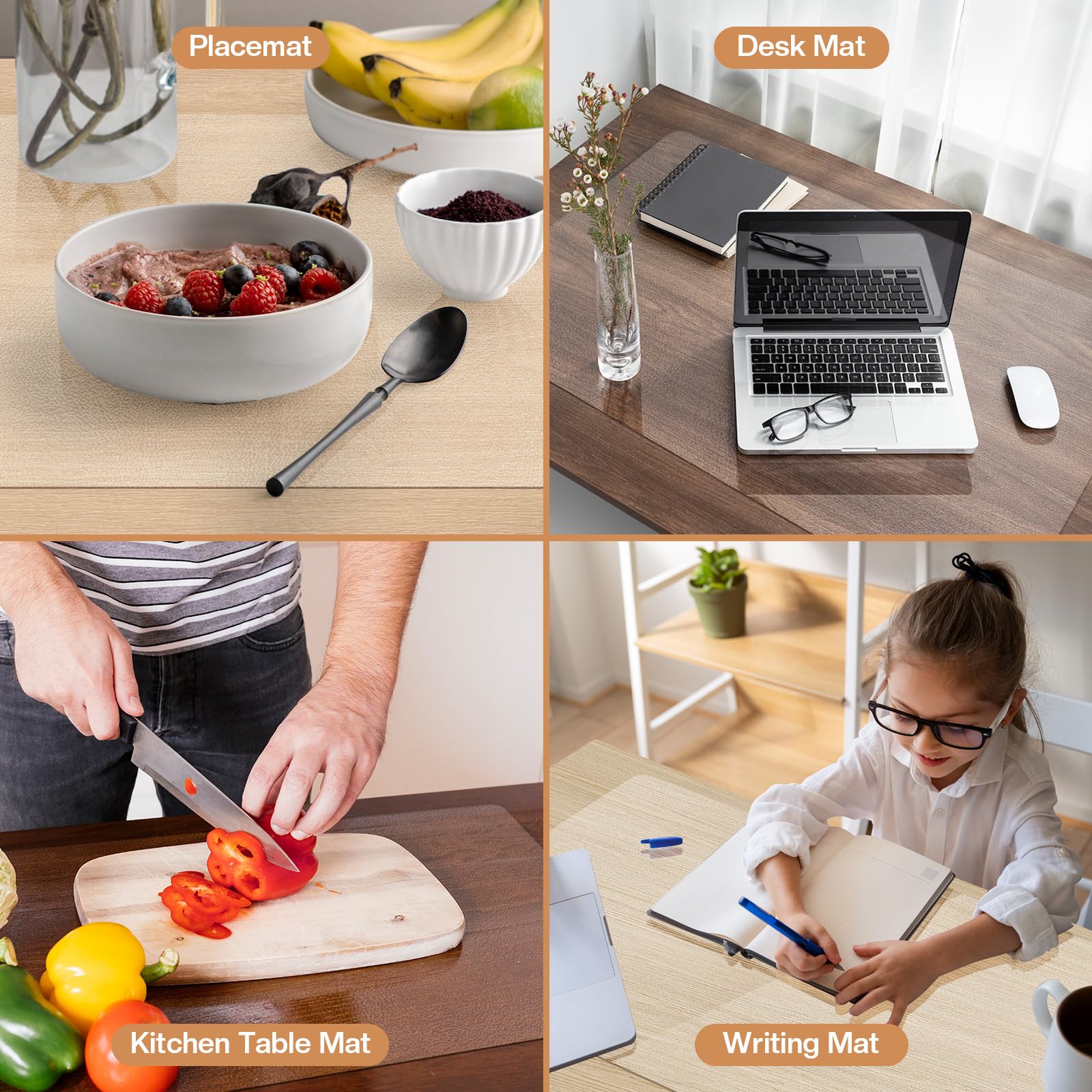 Sottomano Per Scrivania Trasparente 80x40cm - Antiscivolo, Bordi Arrotondati, Per Ufficio E Casa - Foto 2