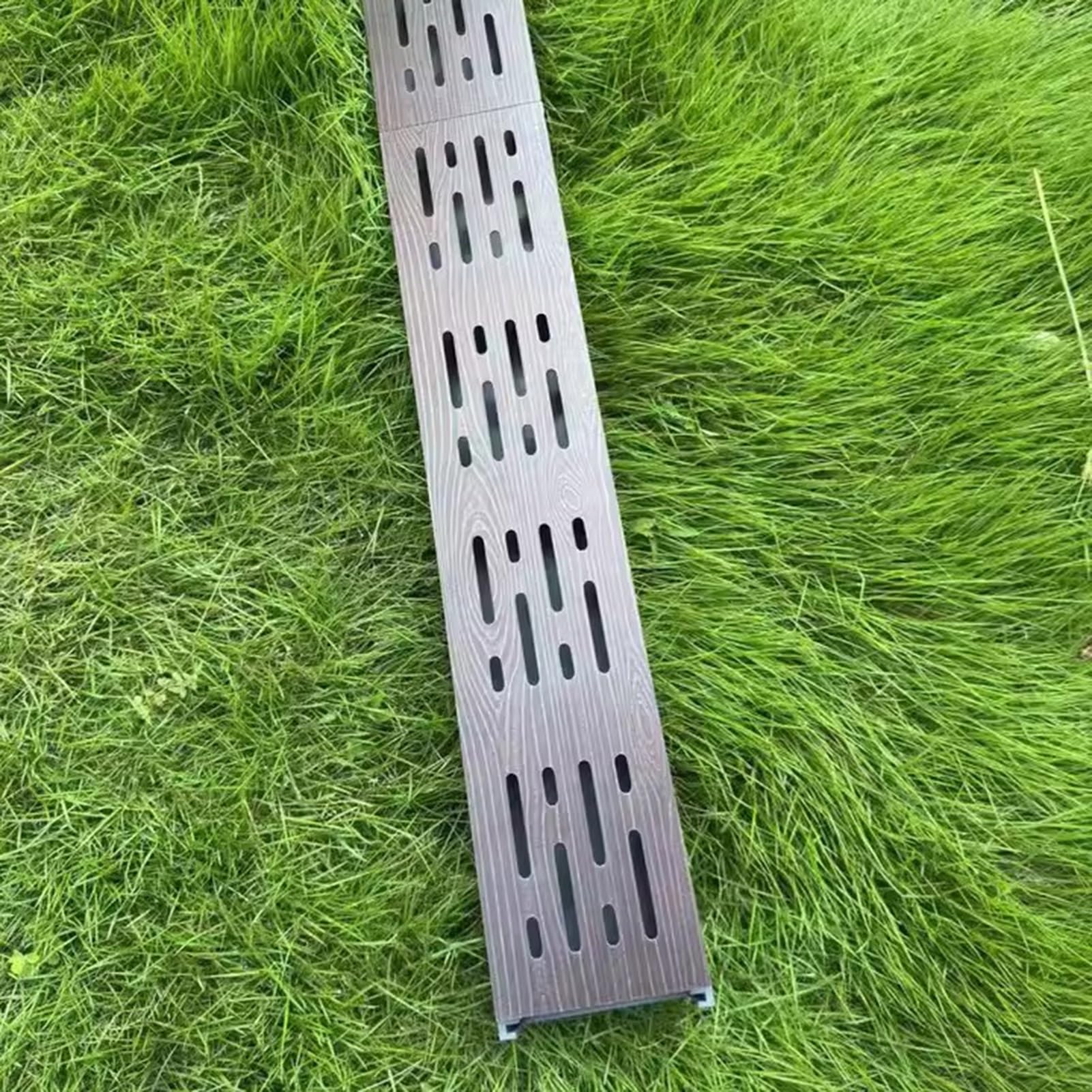 Trench Drain Grate,Woodgrain Channel Drain Kit - 304 Stainless Steel Grate & Strainers for Garden, Yard, Balcony & Commercial Use (50x5x4cm / 19.7x2x1.6inch)