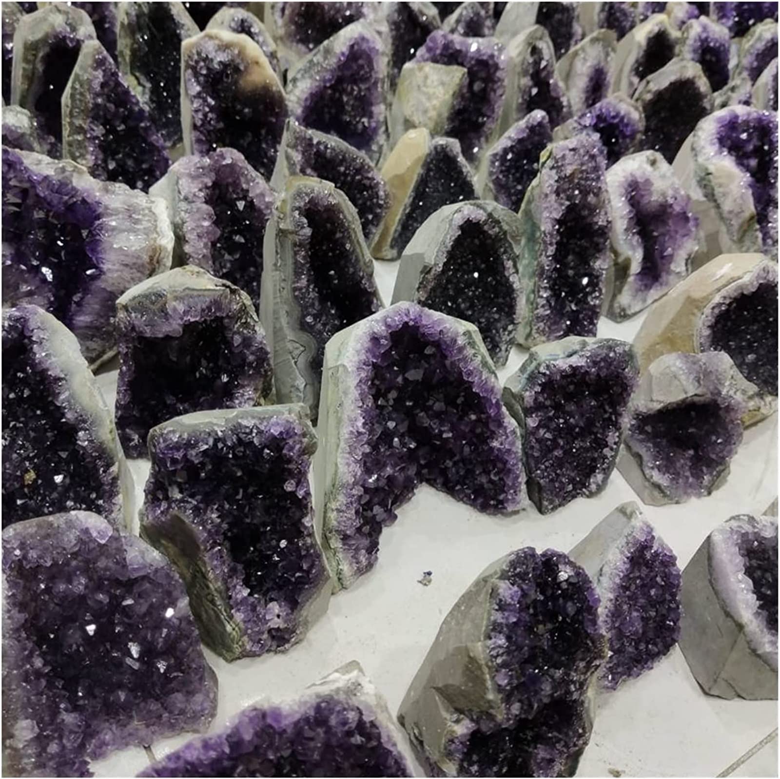 Amethyst Rough Stone Dunkelviolette Amethyst Crystal Cluster Geode Freistandes Exemplar, Dekor, Dekor (Size : 1000-1200g)