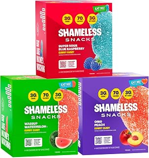 Shameless Low Carb Keto Gummy Bundle - Blue Raspberry, Watermelon and OMG Peach Gluten Free Candy
