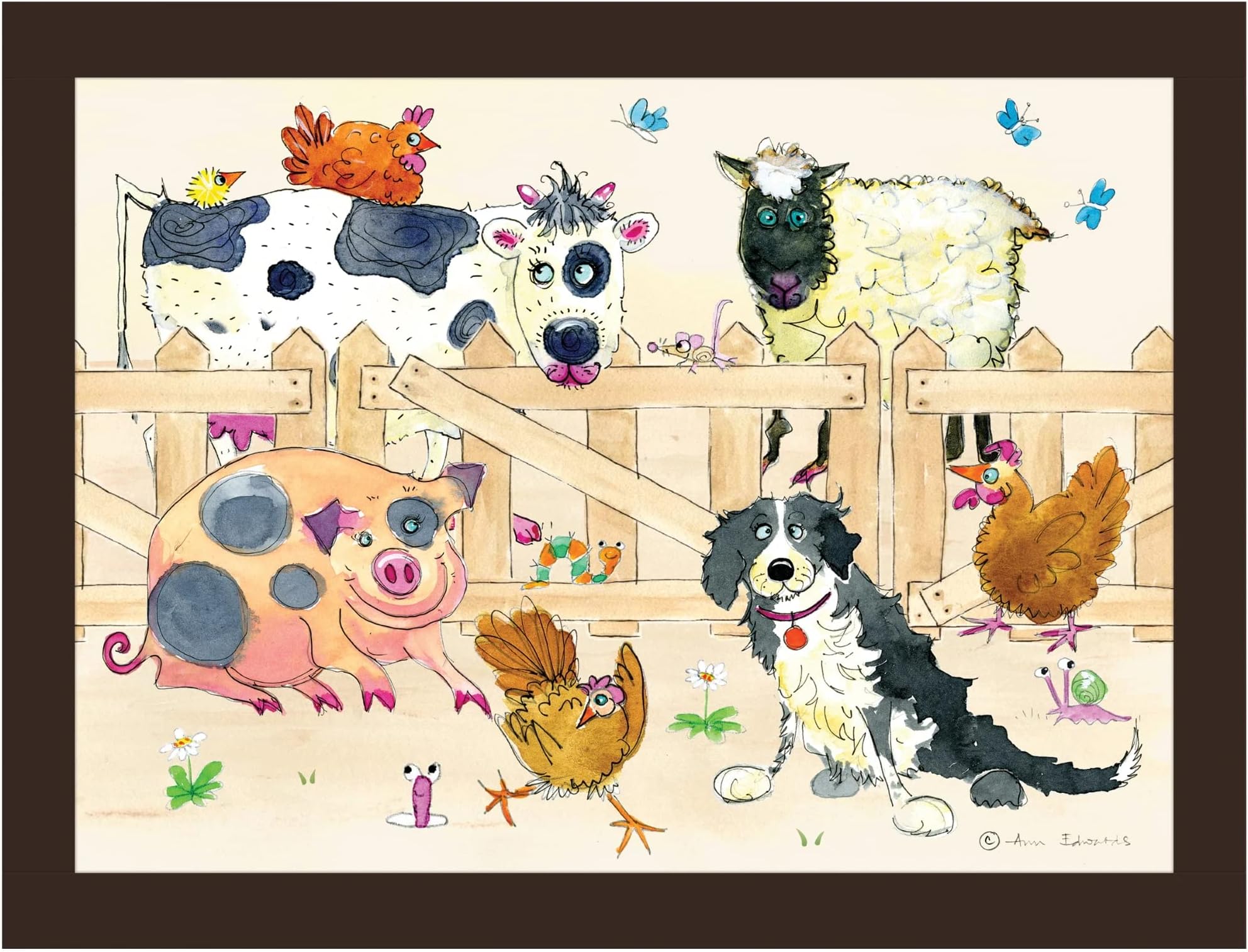 Farmyard Animals Padded Lap Tray Or Dinner Tray with Luxury Soft Bean Bag Base- Faux Leather
