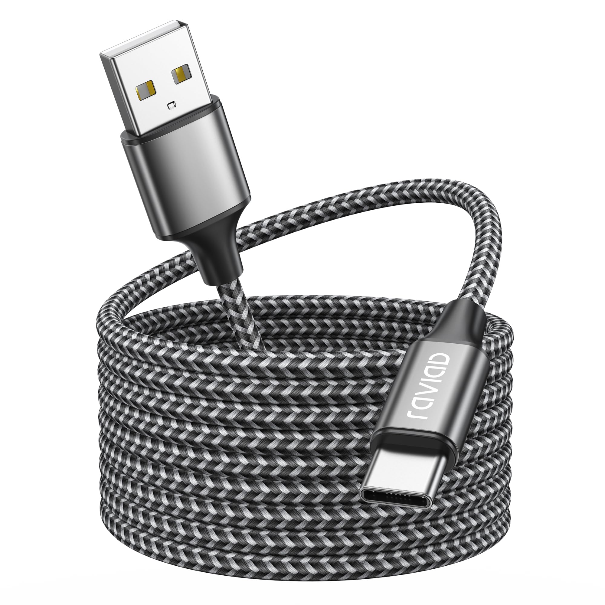RAVIAD Cavo USB Type-C 5M Cavo USB C Ricarica Rapida 3A QC 3.0 Nylon | Cavo USB Tipo C per Samsung Galaxy S25/S24/S23/S22/S21/S10, iPhone 17 16 15 Pro Max, Pixel, MacBook, iPad