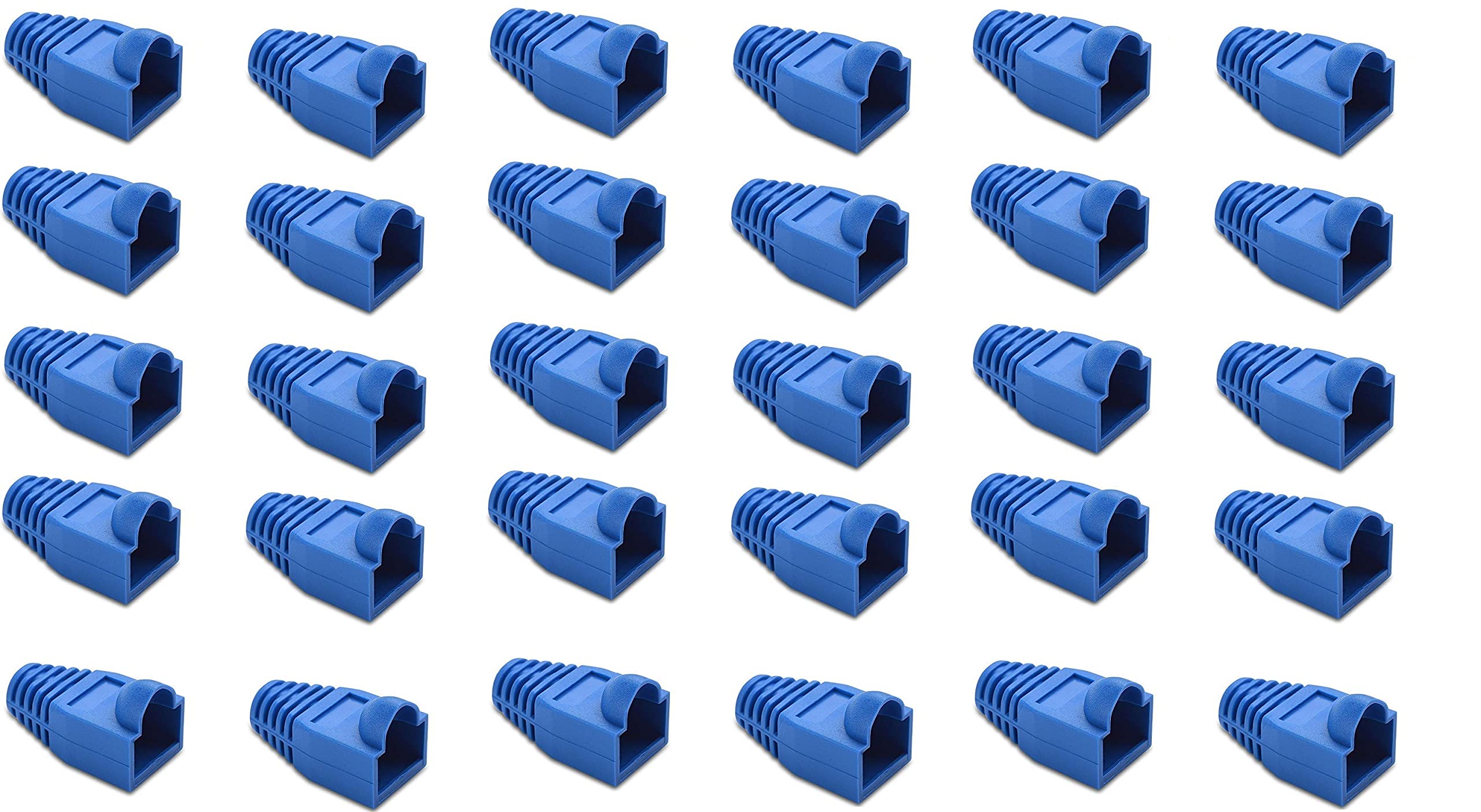 AdzMozi® Cat5E Cat6 Rj45 Plugs Ethernet Network Cable Strain Relief Socket Boots Caps RJ-45 Connector Silicone Cap (Pack of 30)(Blue)