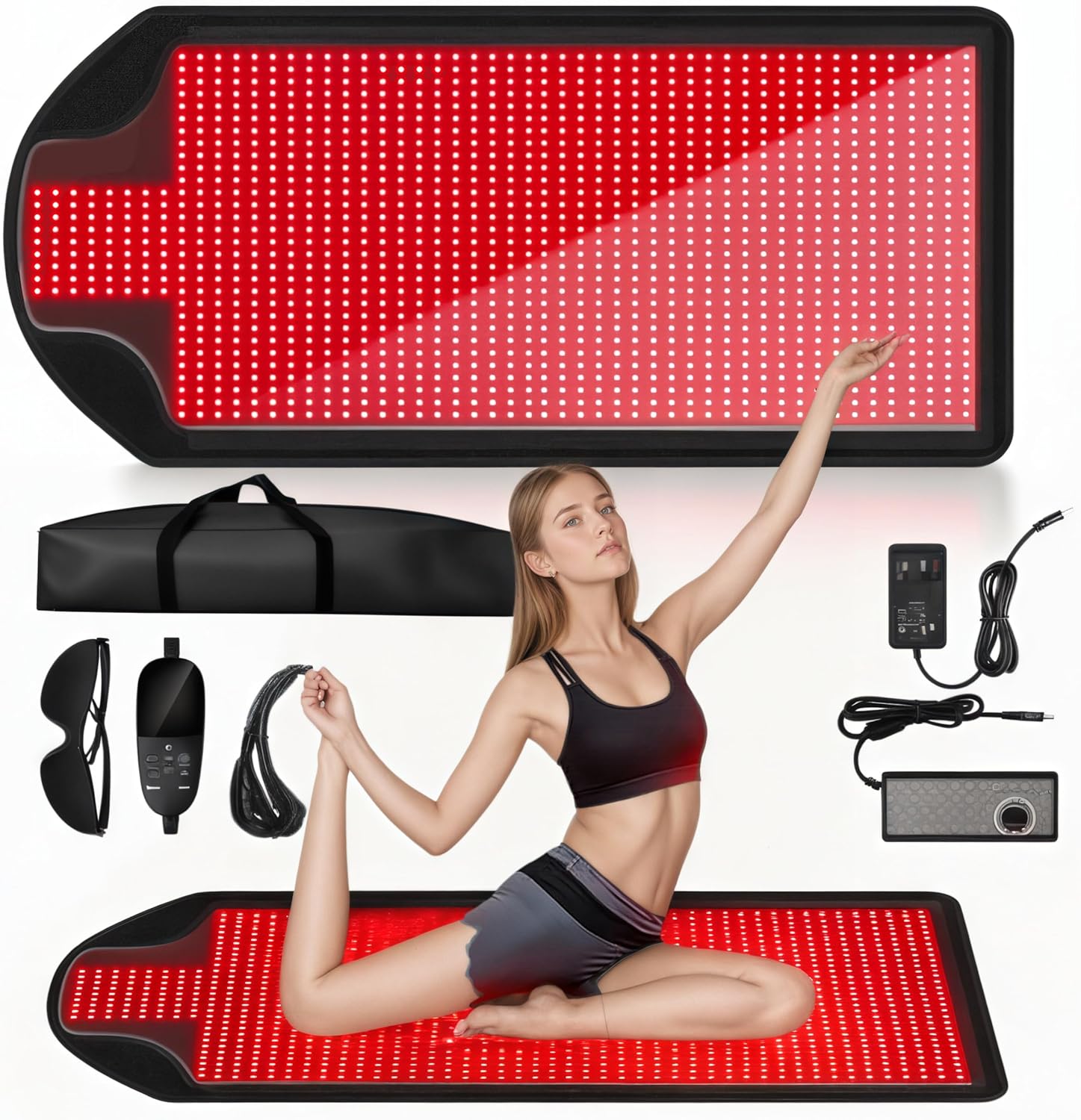 Large LED Light Mat for Home, 74.8 × 33.5 in, 1370 LEDs, Foldable and Portable