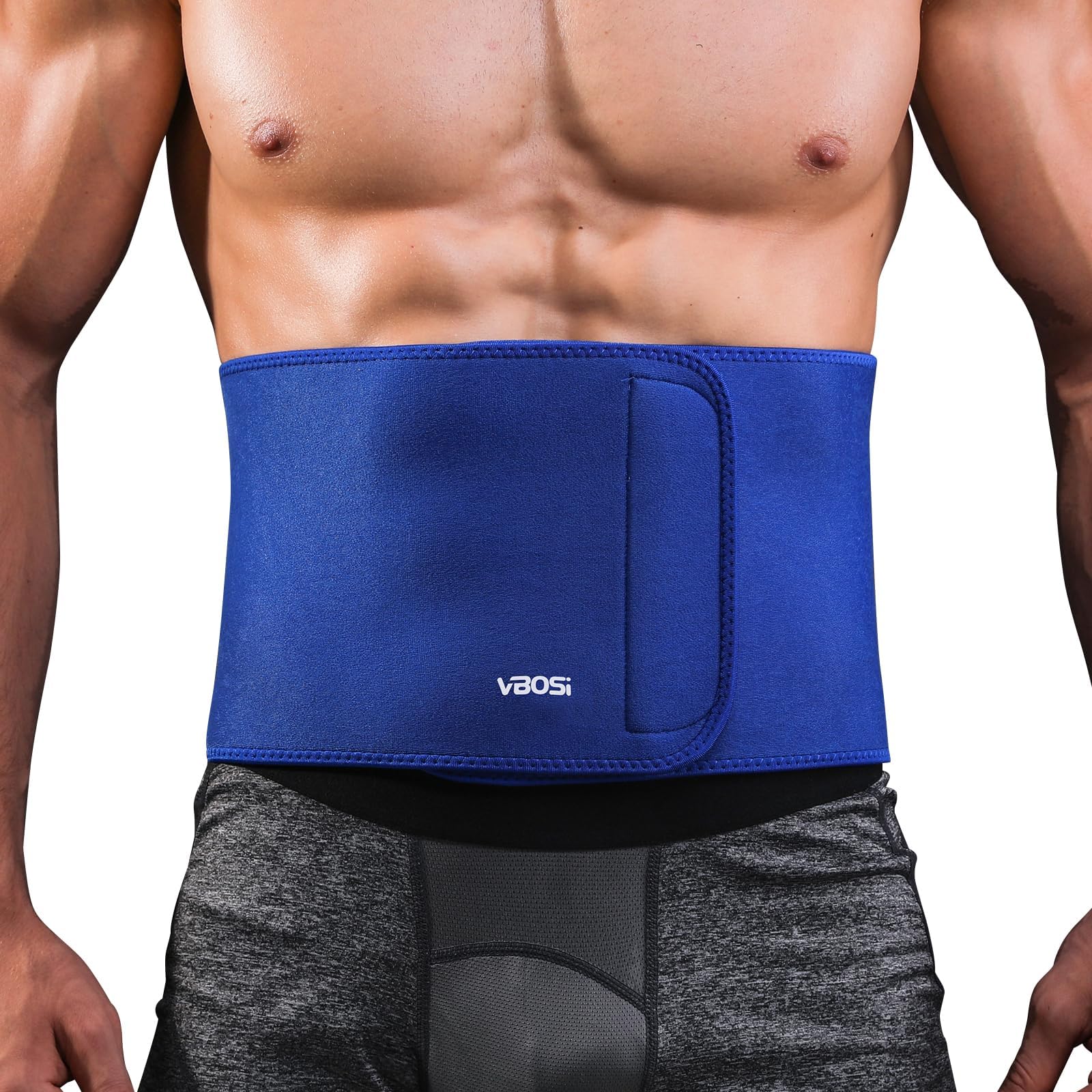 GENEMEN Men Waist Trimmer Belt Sweat Exercise Shaper Slimming Waisted Trainer Tummy Control Shapewear (Blue)
