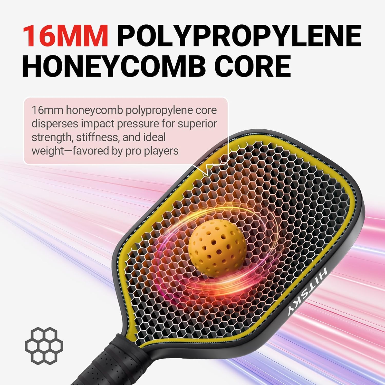 Pickleball Paddles-USAPA Standard· Multi-Layer Toray T700 Carbon Fiber·16mm Polypropylene Honeycomb Core·Powerful Control and Larger Sweet Spot·16mm Pro Paddles