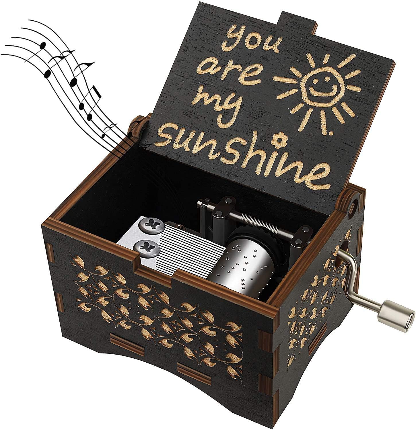 PATPAT ยฎ Wood Harry Potter Music Box Hand Crank Music Box Wooden Handmade Musical Boxes Best Gift for Kids, Friends, Valentine's Day/Wedding Day/Birthday (Multicolor-My Sunshine)