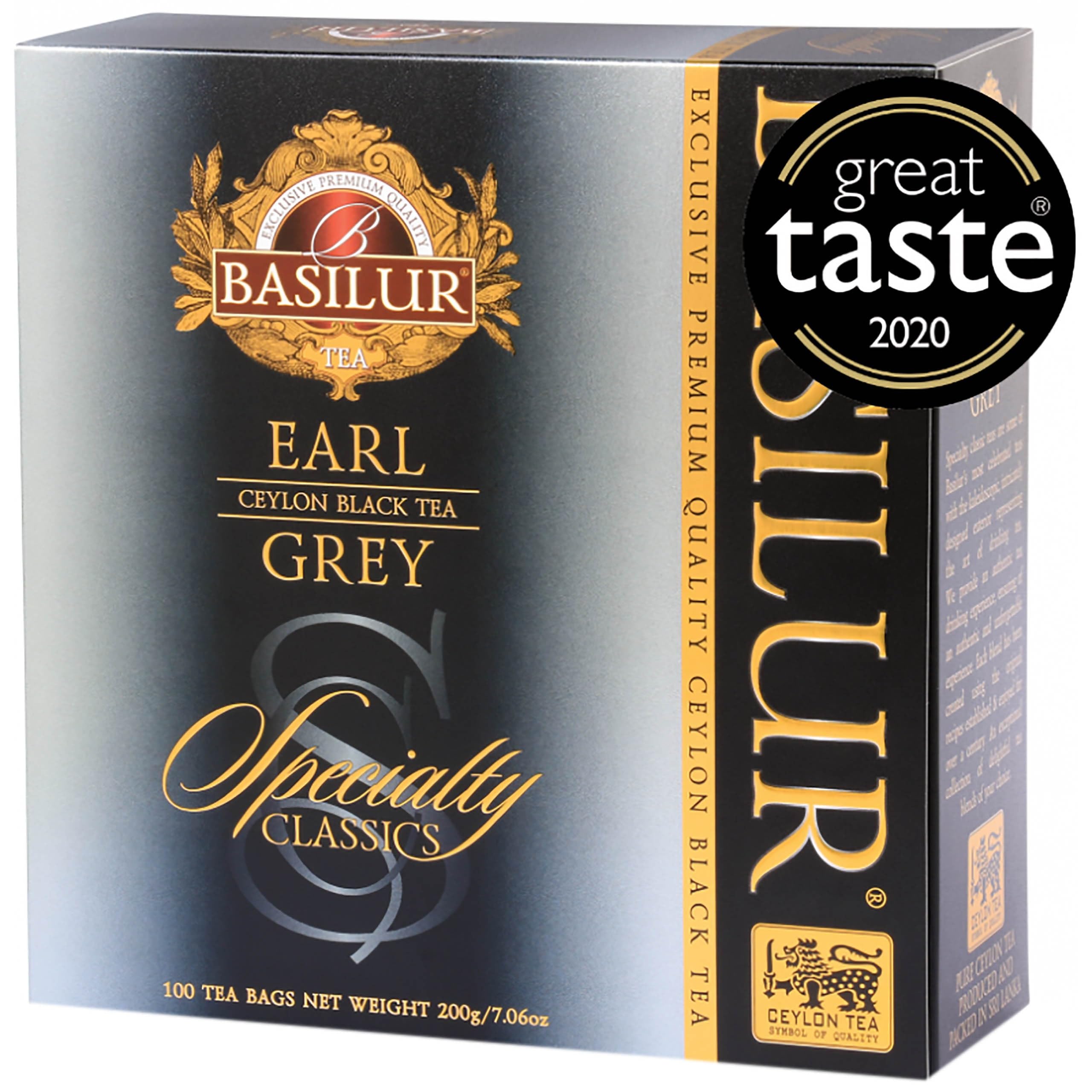 sarcia.eu BASILUR Earl Grey- Té Negro de Ceilán con Aceite de bergamota en bolsitas, 100x2g, 3 Paquetes