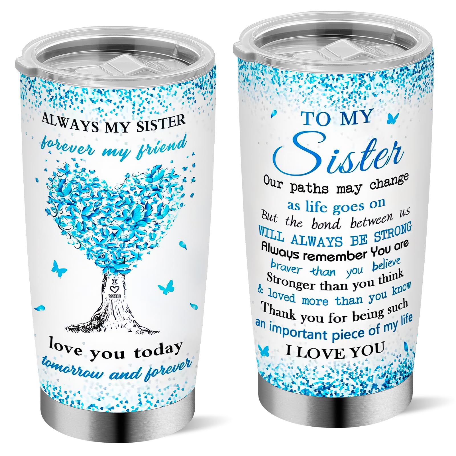 Yuecda Sister Gifts, Sisters Gifts from Sister Tumbler 20oz, Mothers Day Christmas Birthday Gift for Sisters, Big Sis Gift, Presents for Sis