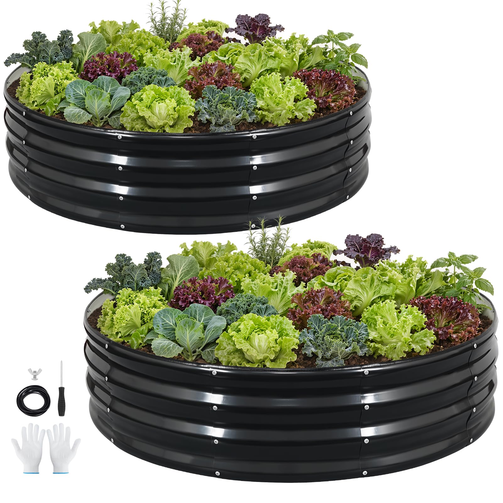 VIREO GARDEN Raised Garden Bed 2Pcs,120x120x30cm Round Raised Bed,Grey — image 1