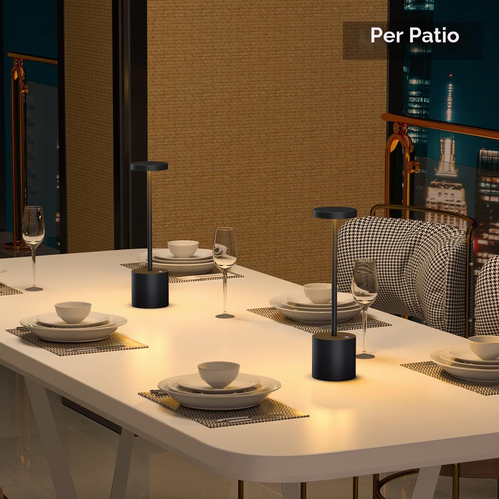 Lampada da Tavolo Senza Fili, Avere 2 Modalità di Illuminazione Luce di Lettura Dimmerabile, LED Lampada da Scrivania Ricarica USB in Metallo Creativa, Per Ristorante/Terrazza/Dormitorio (Nero)