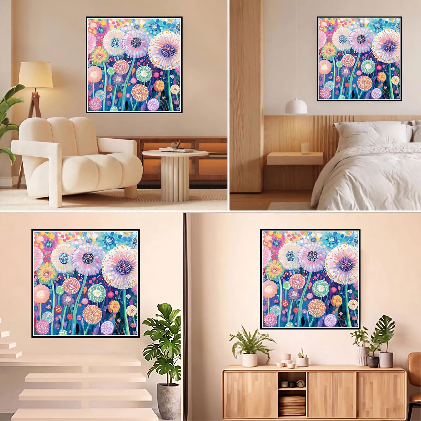 Broderie Diamant Kit Complet 5D, Abstrait Diamond Painting Adulte Plein Foret, Peinture Diamant pour Adulte Enfant Débutant, Loisirs Créatifs de Détente et Décoration Maison, Plantes 70x70cm FX#74