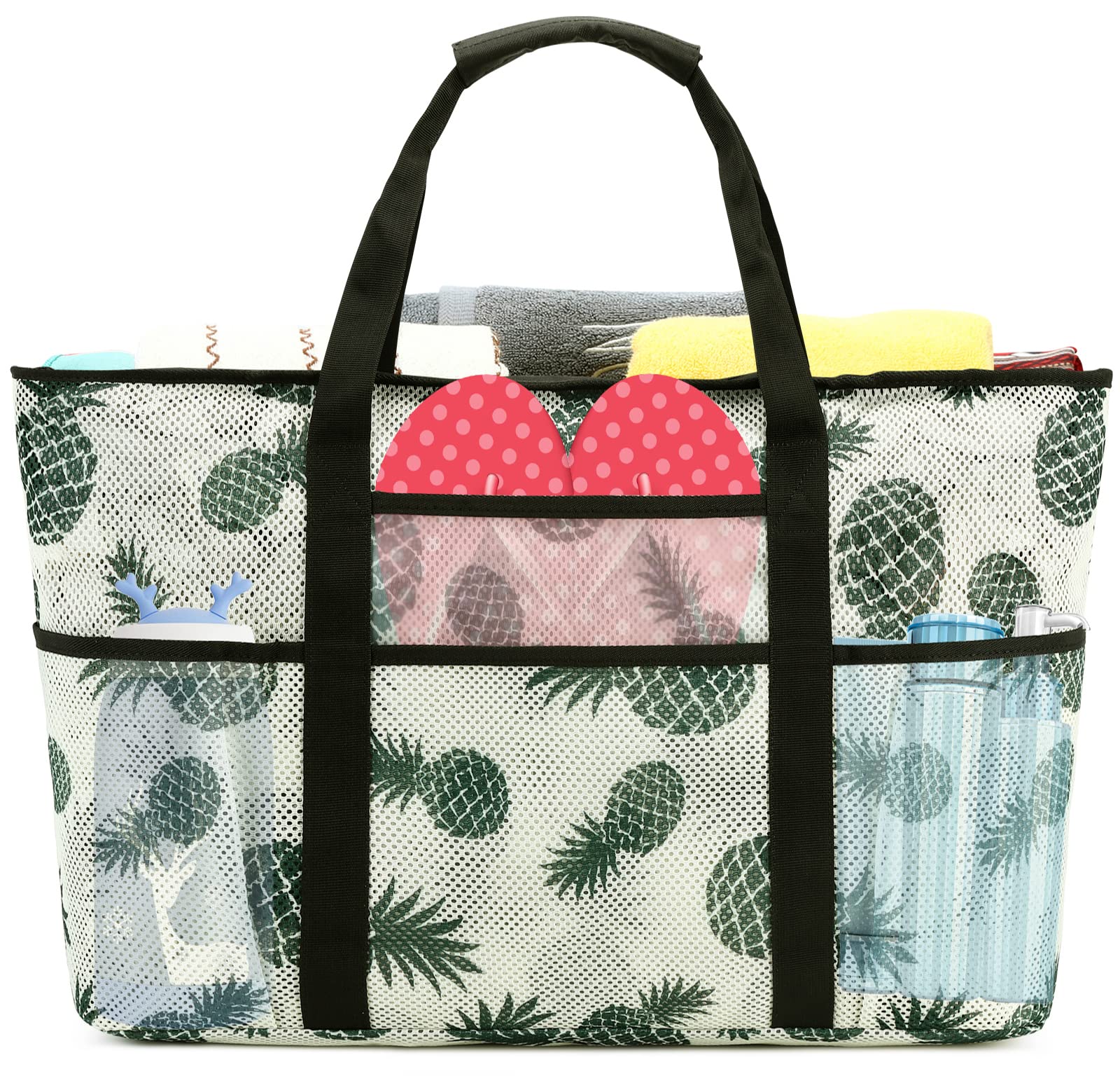 BTOOPLarge Mesh Beach Tote Bag for Women with Multiple Pockets Toys Towels for Family Travel Waterproof Pool Bag