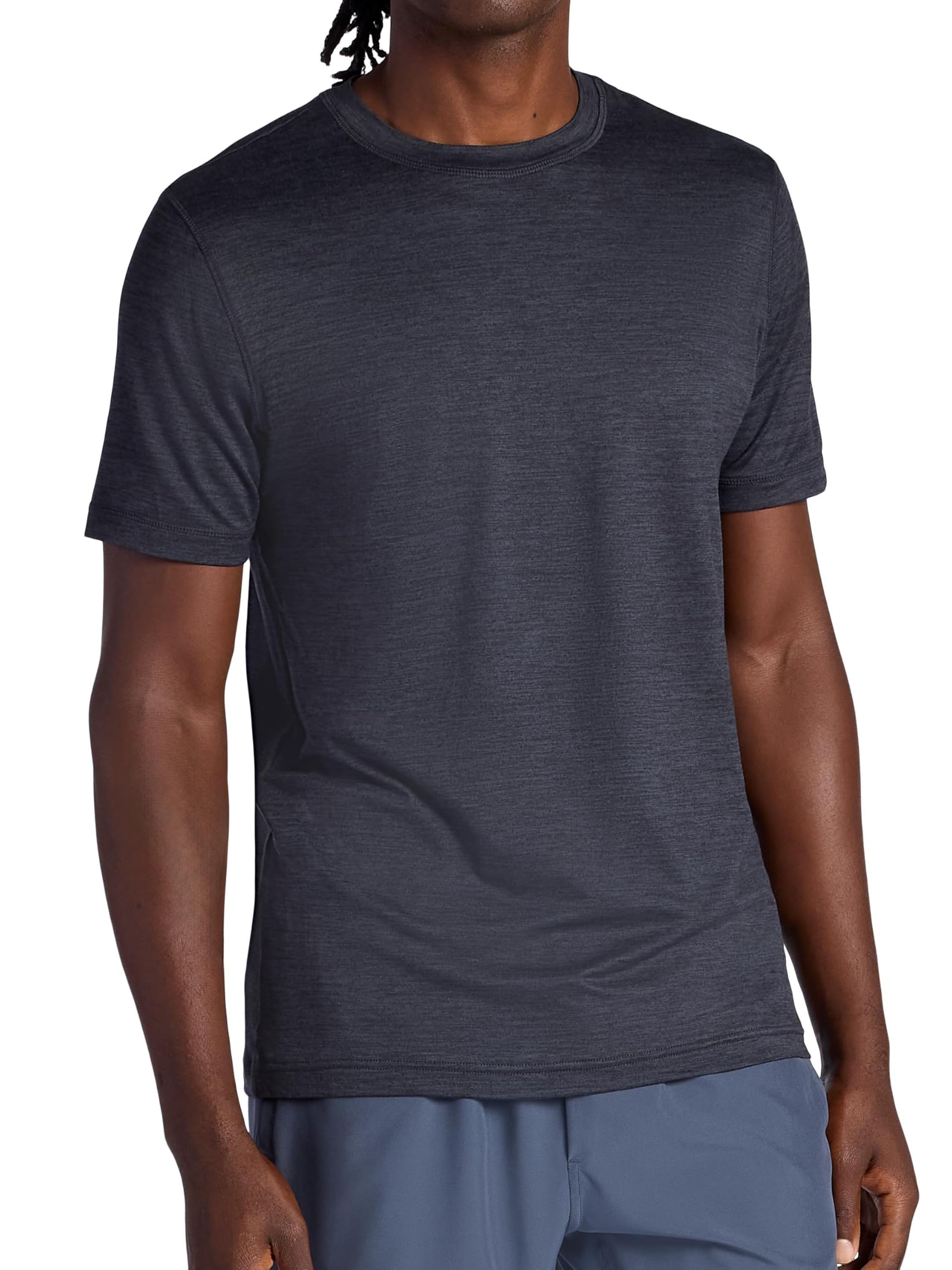 Gaiam Men's Everyday Basic Crew Neck T Shirt - Short Sleeve Yoga & Workout Top - Black - Medium