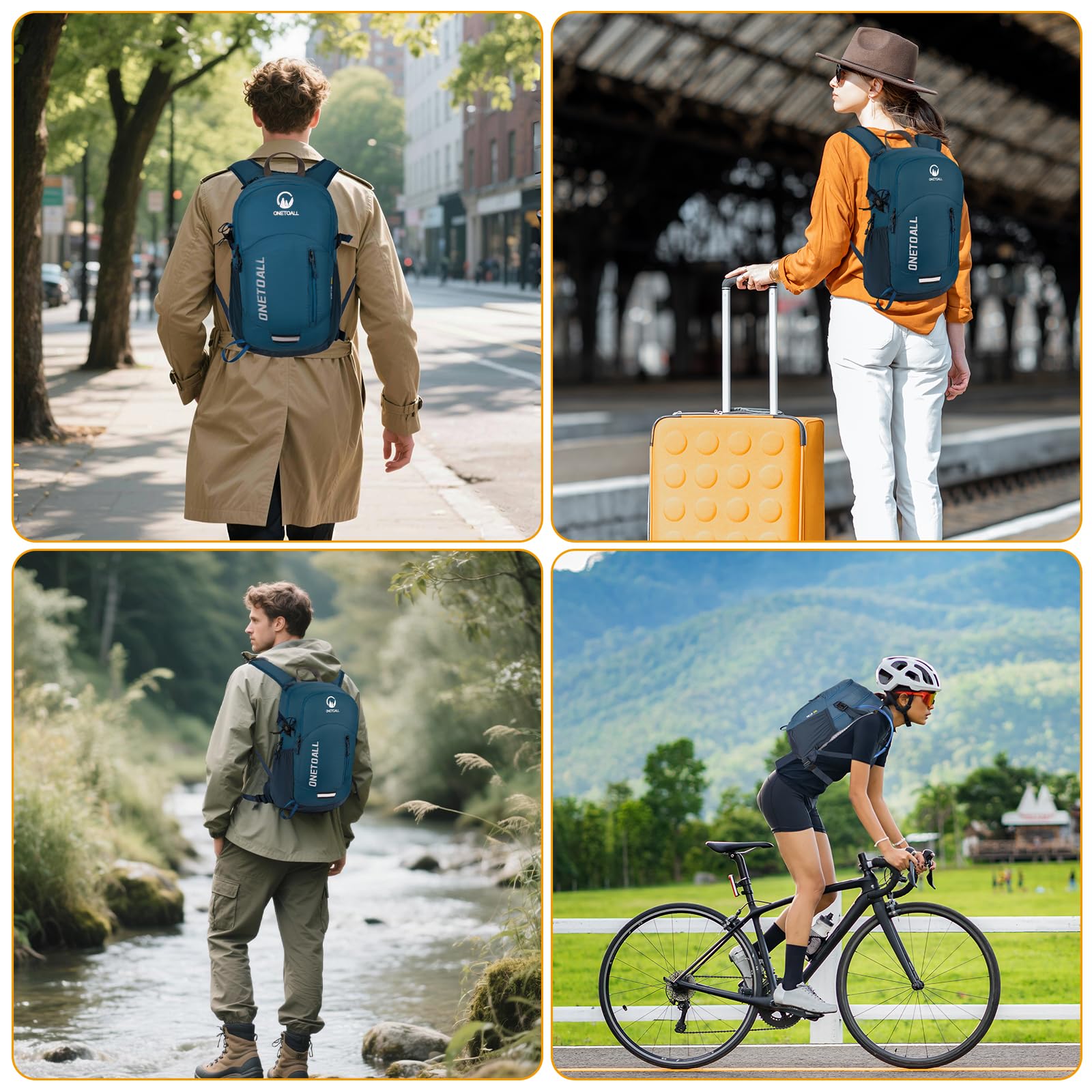 Wanderrucksack Damen, Diebstahlsicherer Tagesrucksack Damen, Wasserdichter Fahrrad Rucksack mit Rückenbelüftung zum Wandern Tagestour Radfahren Reisen Pendeln