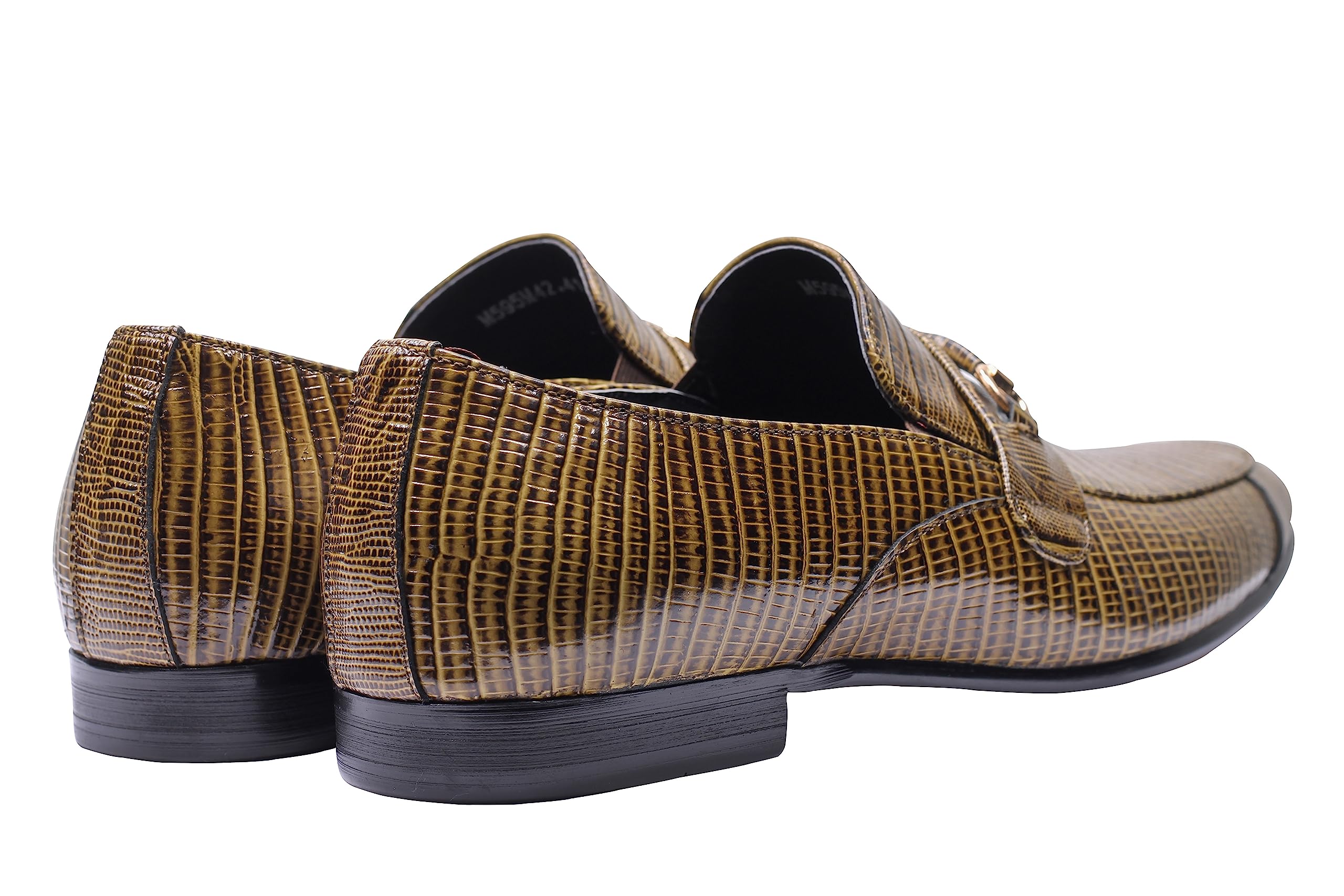 Mocasines de Vestir de Boda con Hebilla de Caballo para Hombre con Efecto de Piel de Serpiente Verde de Cuero Real para Hombre
