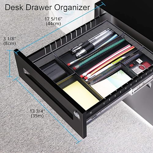 Miniatura 10 de EsOfficce Organizador de cajones de escritorio bandeja organizadora de escritorio de malla organizador de archivos de oficina organizador de