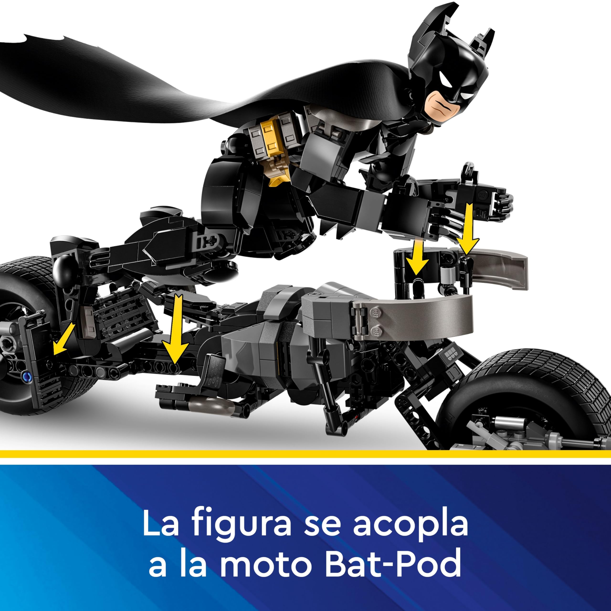 LEGO DC Batman Figura para Construir: Batman y Moto Bat-Pod de Juguete, Figuras de Superhéroes de la Película El Caballero Oscuro, Regalo para Niños y Niñas de 12 Años o Más 76273