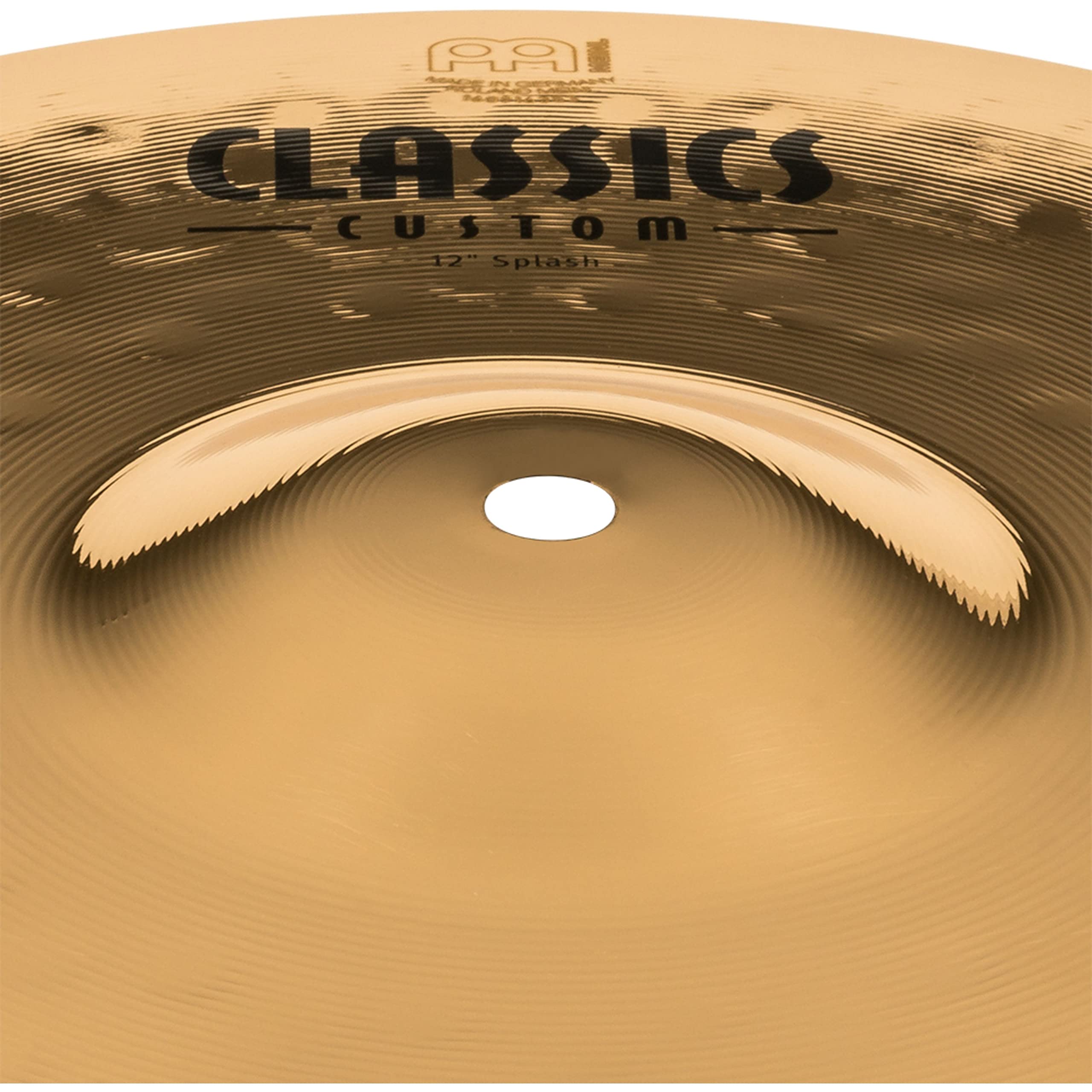 Meinl Cymbals Classics Custom Brilliant Splash — 12 Zoll (Video) Schlagzeug Becken (30,48cm) B12 Bronze, Brilliantes Finish (CC12S-B)