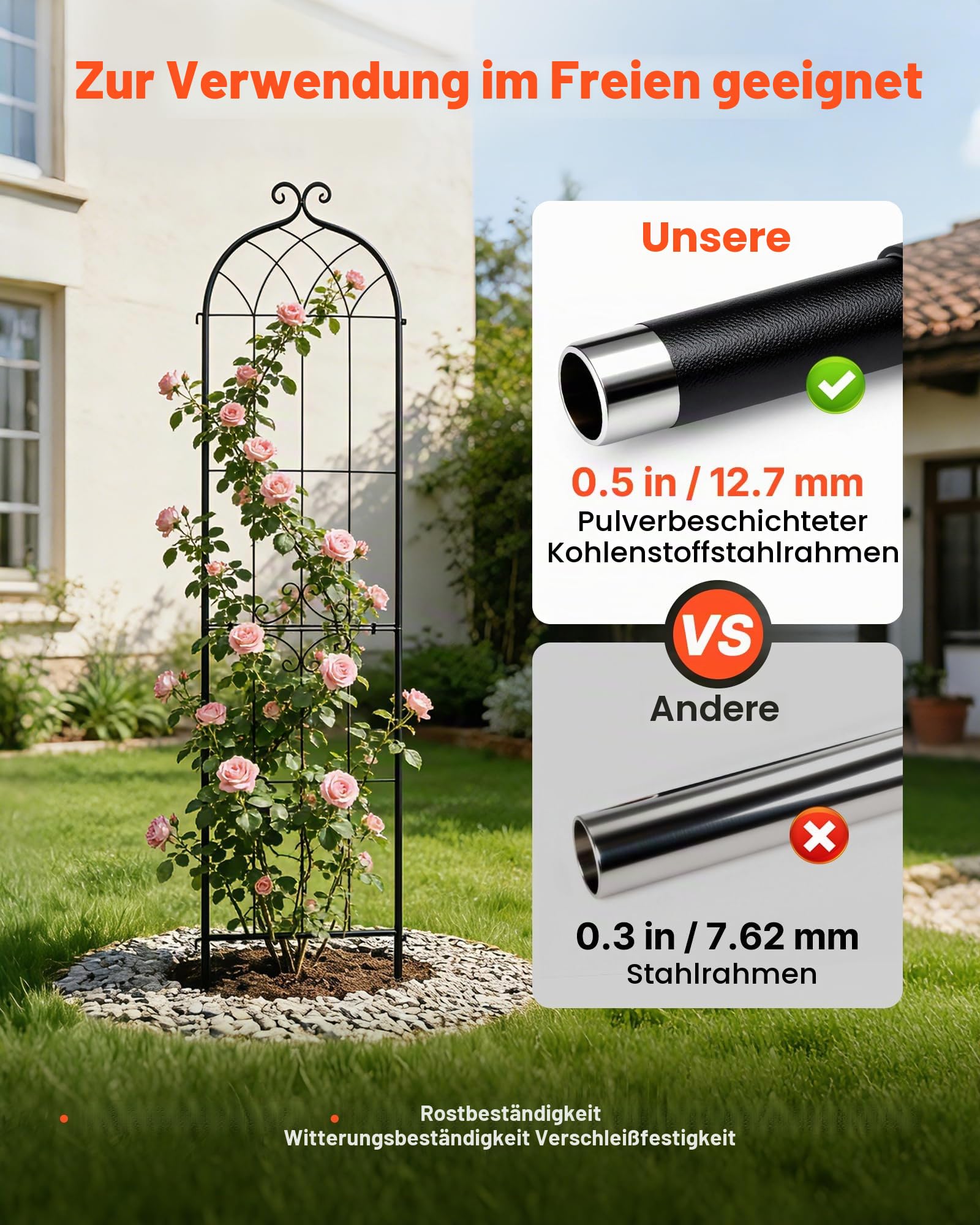 VEVOR Rankgitter, 220x52,5 cm 2er-Pack, Metall Rankhilfe mit Pulverbeschichteter Oberfläche & Verriegelungsmechanismus, Kletterhilfe, Garten Spalier, Pflanzengitter für Blumen, Gemüse & Rosen