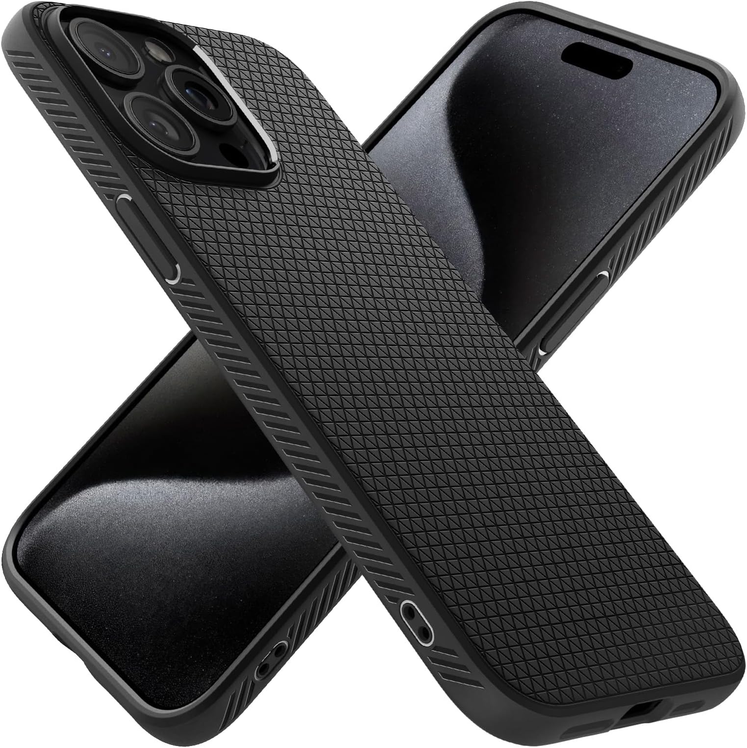 Spigen Liquid Air Back Cover Case for iPhone 15 Pro, Durable Protection, Air Cushion Technology - TPU | Matte Black