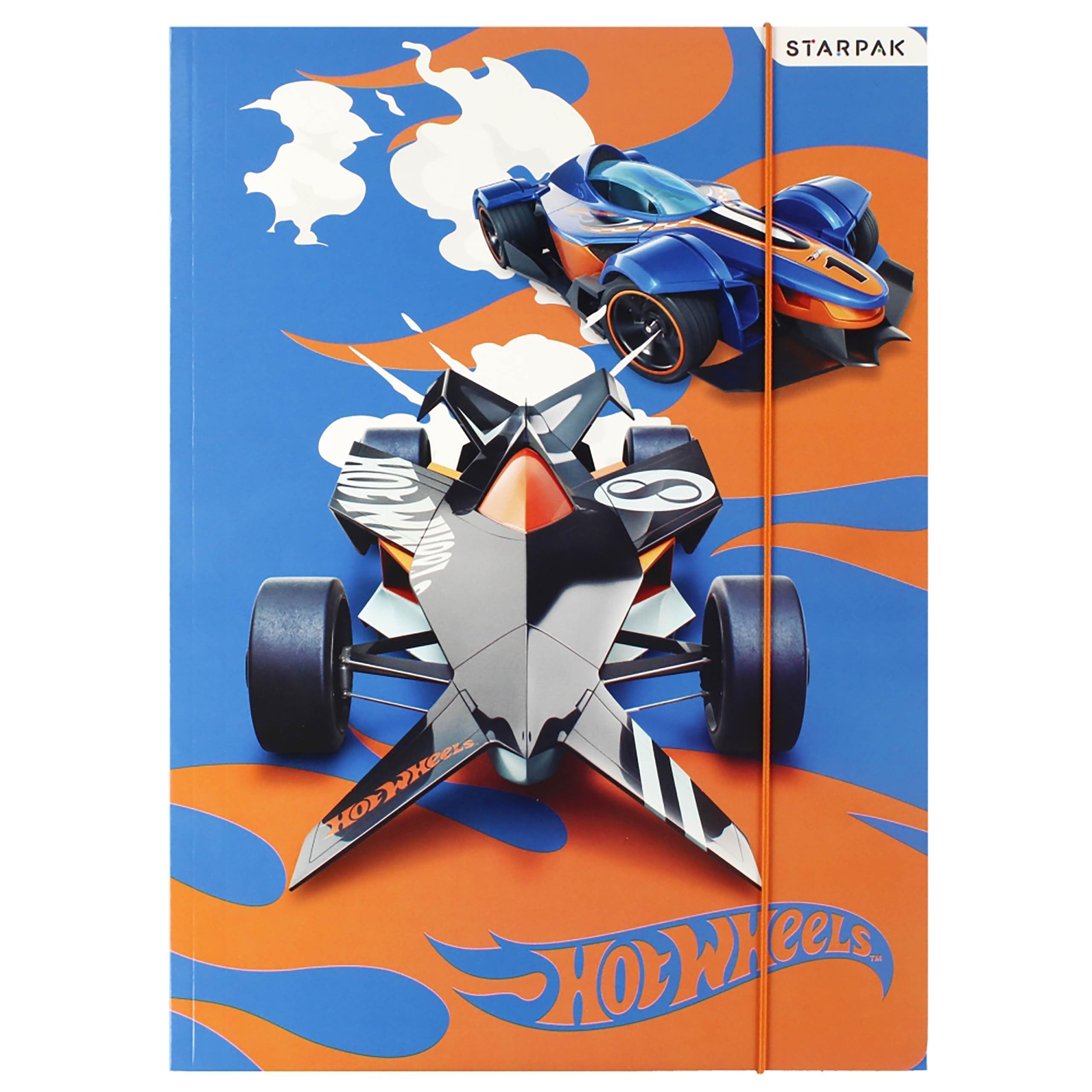 Hot Wheels Laminated School Folder with Elastic Band for a boy, Study Help: Schedule, Multiplication Tables STARPAK A4 (Hot Wheels B)