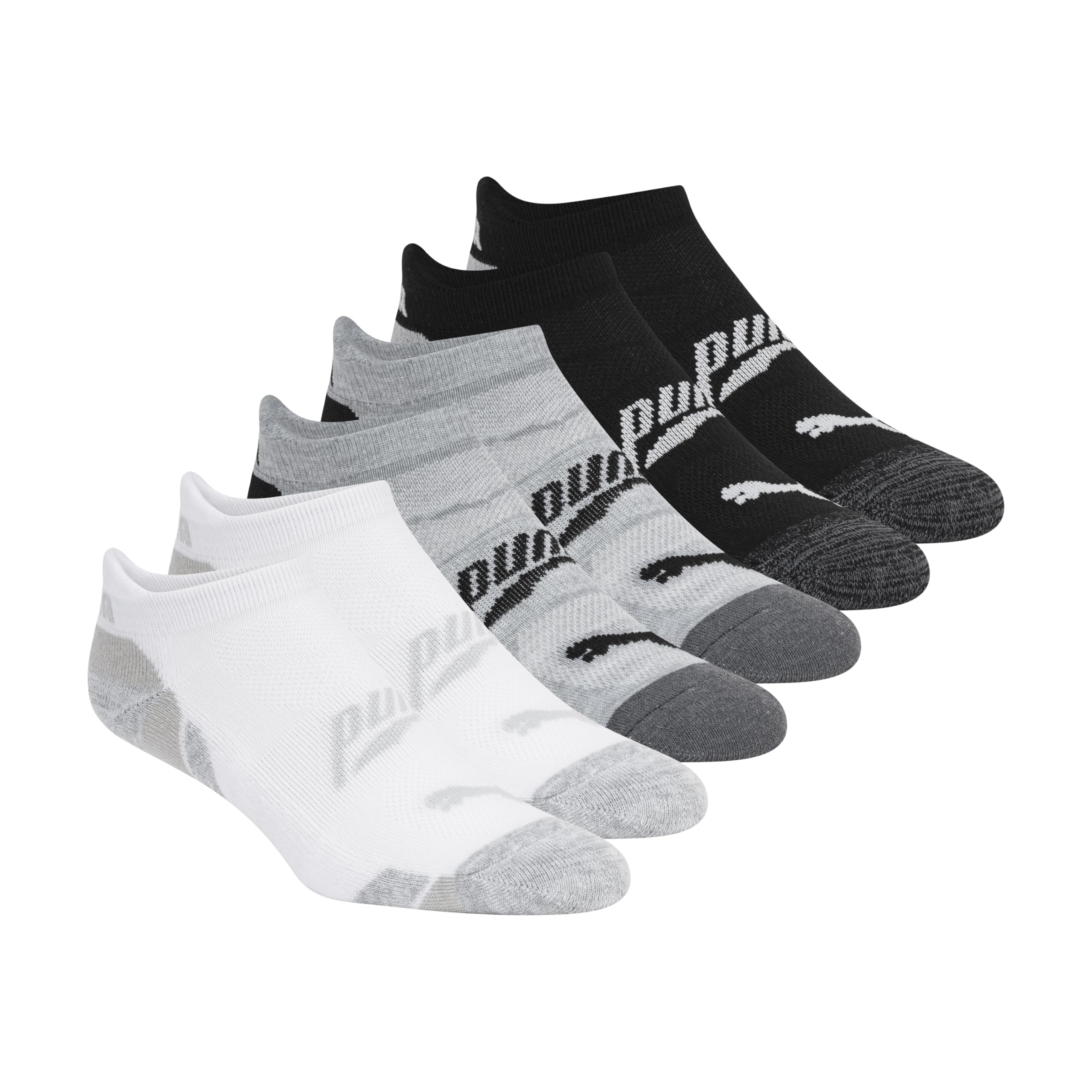PUMA Women's 6 Pack 1/2 Terry Low Cut Socks Running, White/Multi, 11-Sep