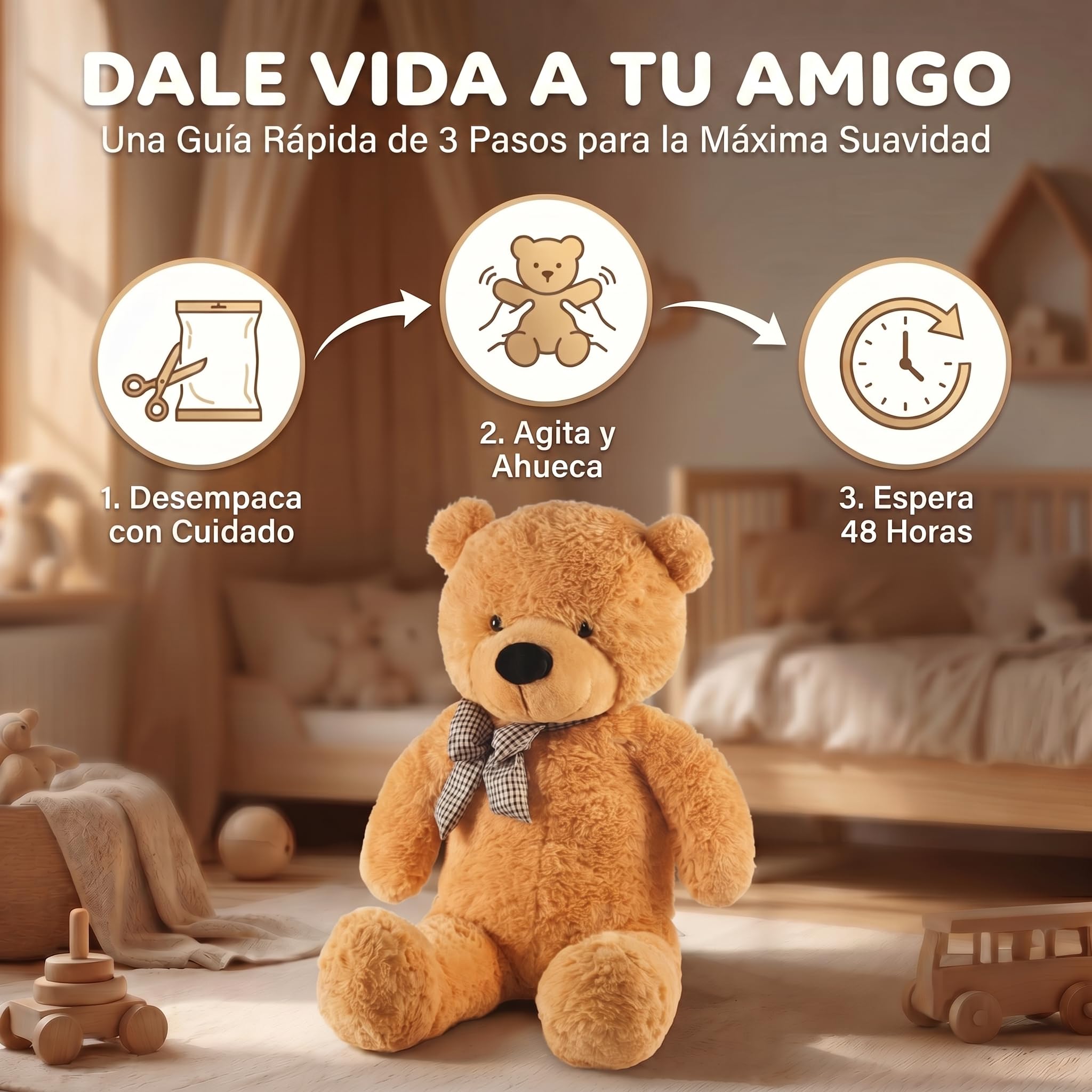 Feluna® Oso de Peluche Gigante 120 cm XXL con Lazo