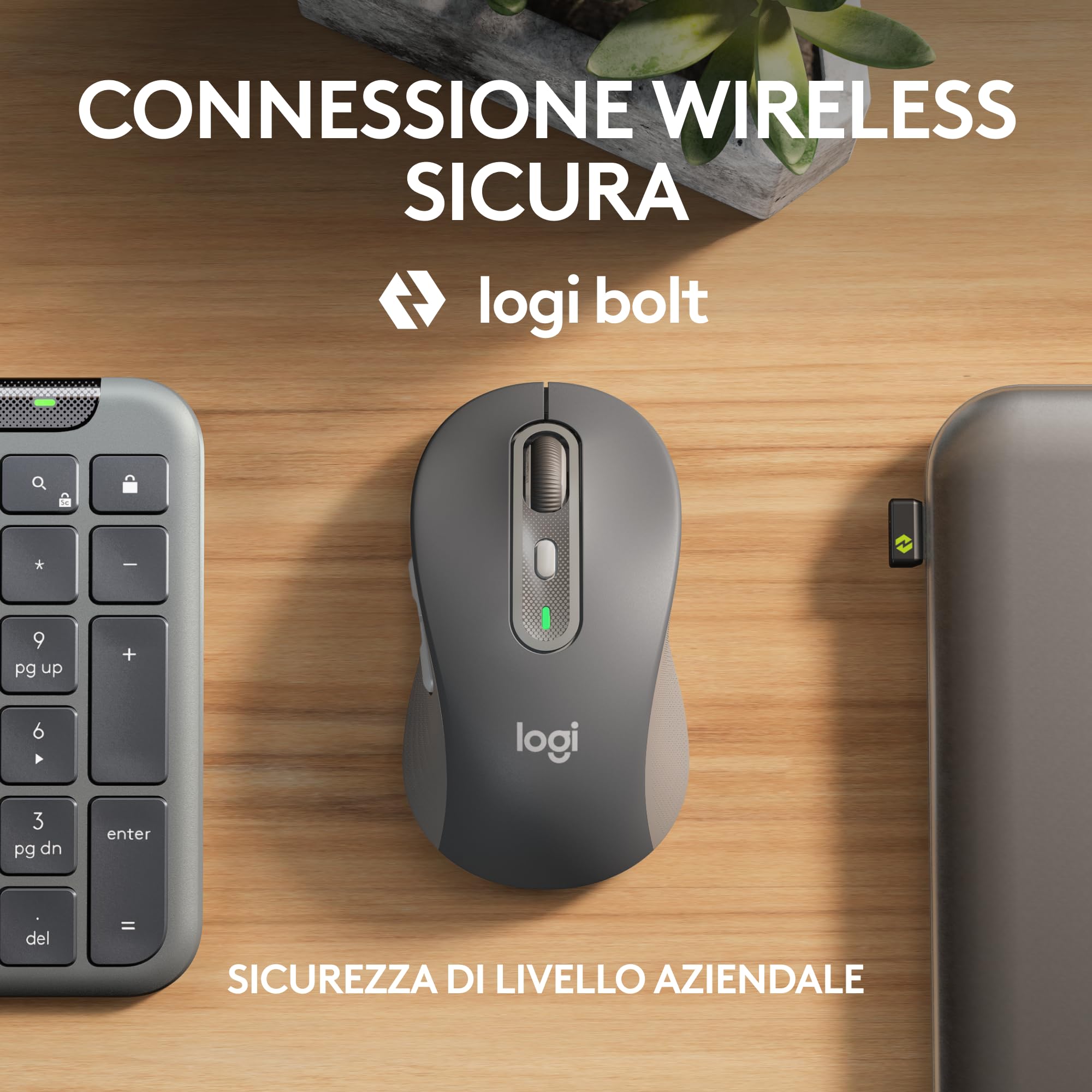 Logitech Signature Slim MK950 for Business, kit tastiera e mouse wireless, digitazione discreta, ricevitore sicuro,Bluetooth, certificazione globale, Windows/Mac/Chrome/Linux -Grafite, Layout Italiano