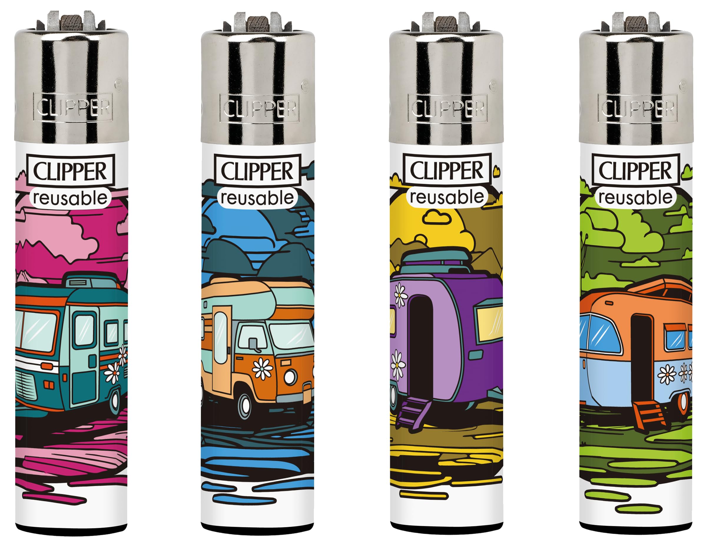 ksp partners ltd e-commerce 4 X CLIPPER LIGHTERS (HIPPIE CARAVAN)