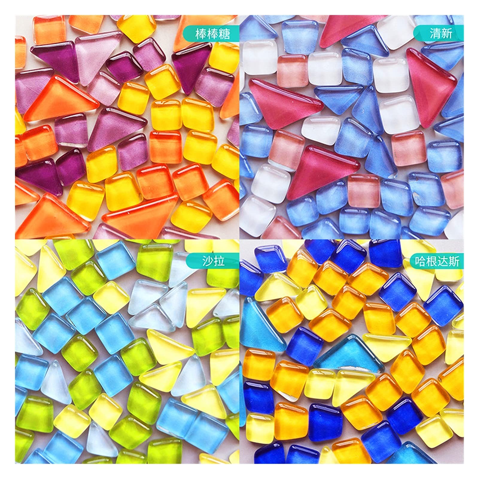 tessere di mosaico, tessere di vetro, Piastrelle a mosaico in vetro di forma irregolare da 900 g Materiali for la produzione artigianale di mosaici Piastrella for pareti a mosaico fai-da-te multicolor