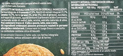 Miniatura 7 de Mulino Bianco "Gran Cereale Classico" ("Cereals Cookies", sabor clásico), galletas altas en fibras 17.63 onzas (17.64 oz) Paquete (paquete de 4)