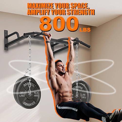 Miniatura 2 de Barra de dominadas montada en la pared, barra de barbilla resistente, barra de dominadas de agarre múltiple para garaje, sótano, montaje en pared,