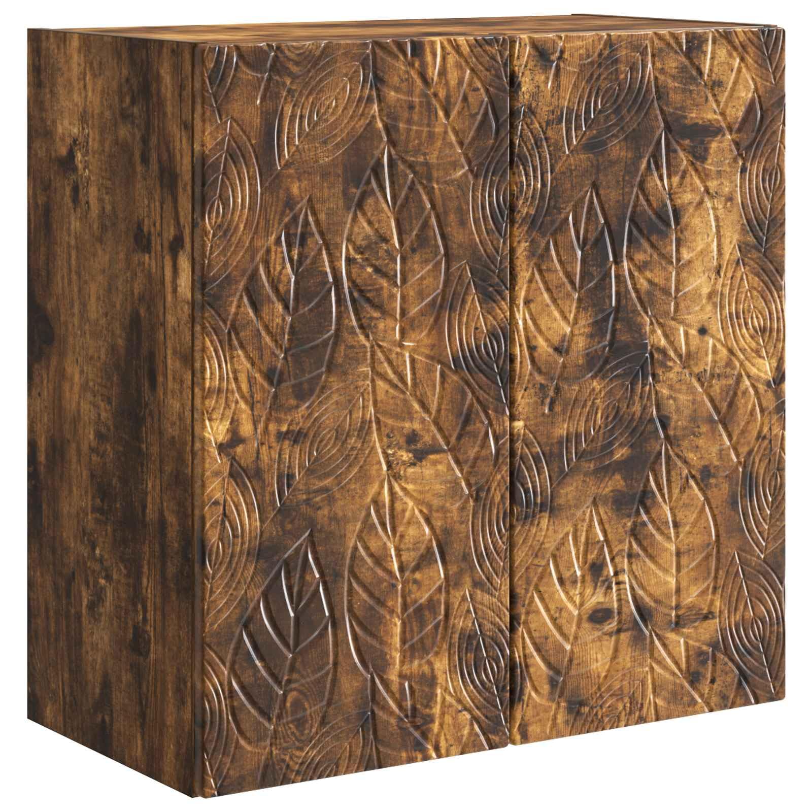 Armario colgante de roble ahumado con 2 puertas y estante organizador de 59x31x60 cm
