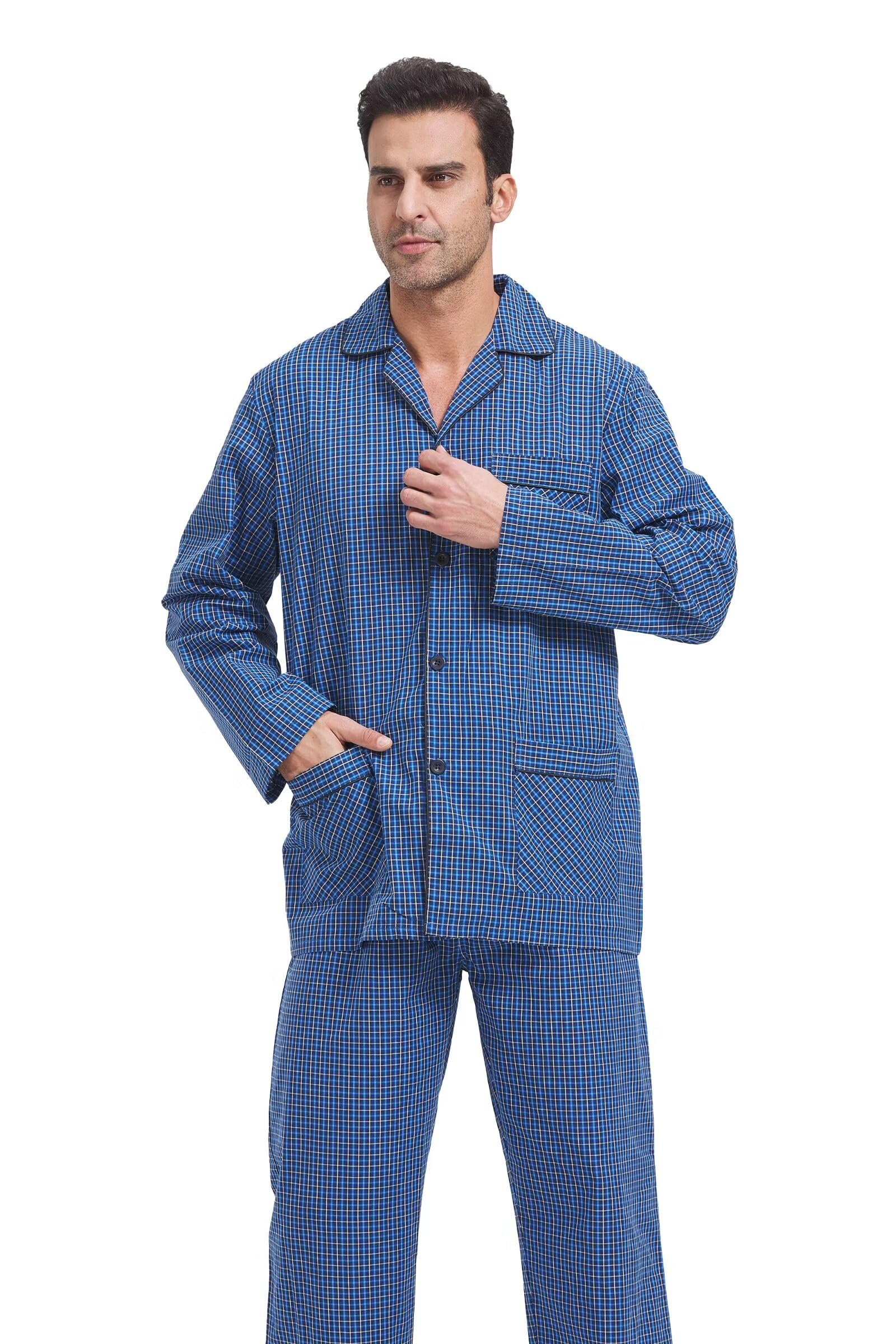 Amaxer Herren Schlafanzug Baumwolle Pyjamas Set