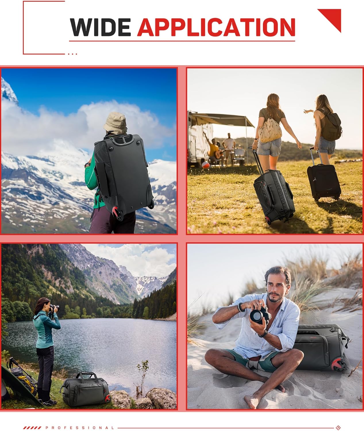 IFOOTAGE Beave BV-R35 Rolling Camera Bag, Travel Camera Case with Wheels, 35L Photography Backpack, Side Access Outdoor Photography Hiking Travel Professional DSLR Camera Bag Backpack for Men Women