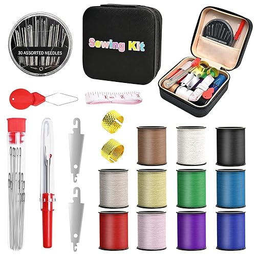 MASHDE 74 PCS Sewing Kit, Big Eye Steel Sewing Needles