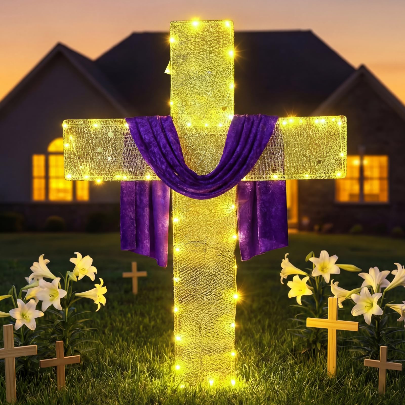 Amazon.com: Glooglitter Lighted Easter Cross Outdoor Religious