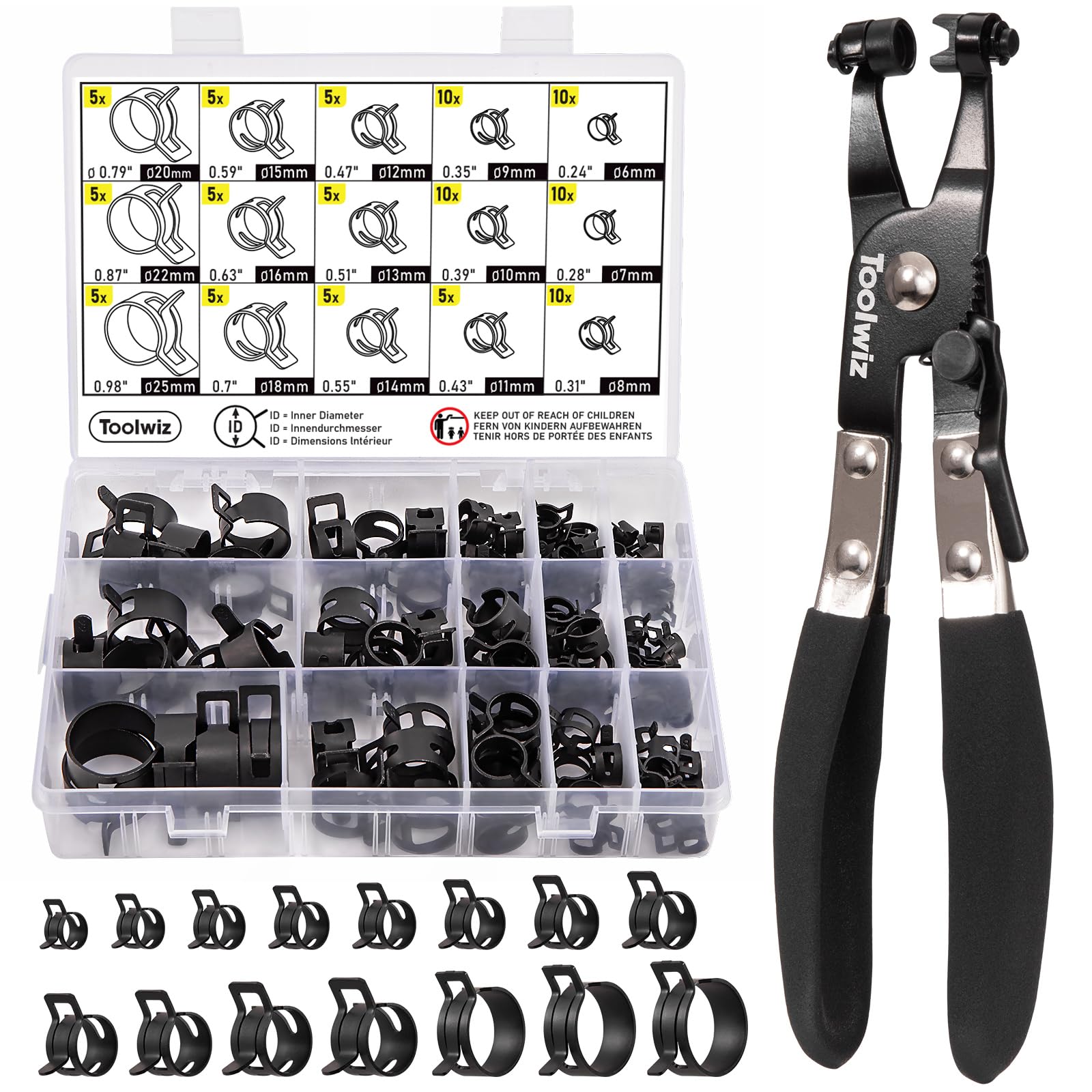 130 Pcs Spring Hose Clamps - Automotive Repair Kit -9