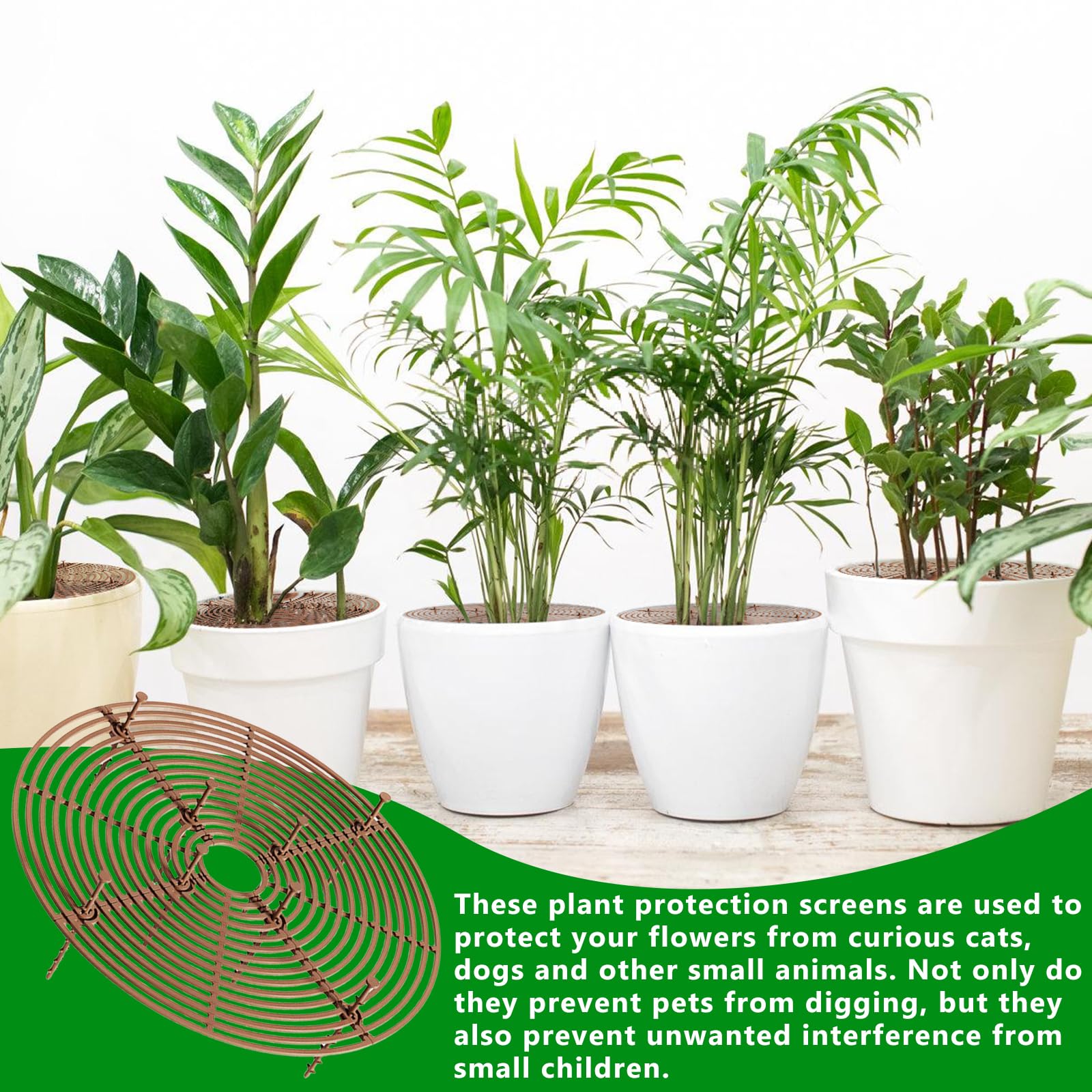 Lot de 6 grilles de protection rondes pour plantes - 30 cm - Protection pour pot de fleurs - Support de pot de fleurs - Grille pour pots de fleurs - Grille pour enfants et animaux domestiques