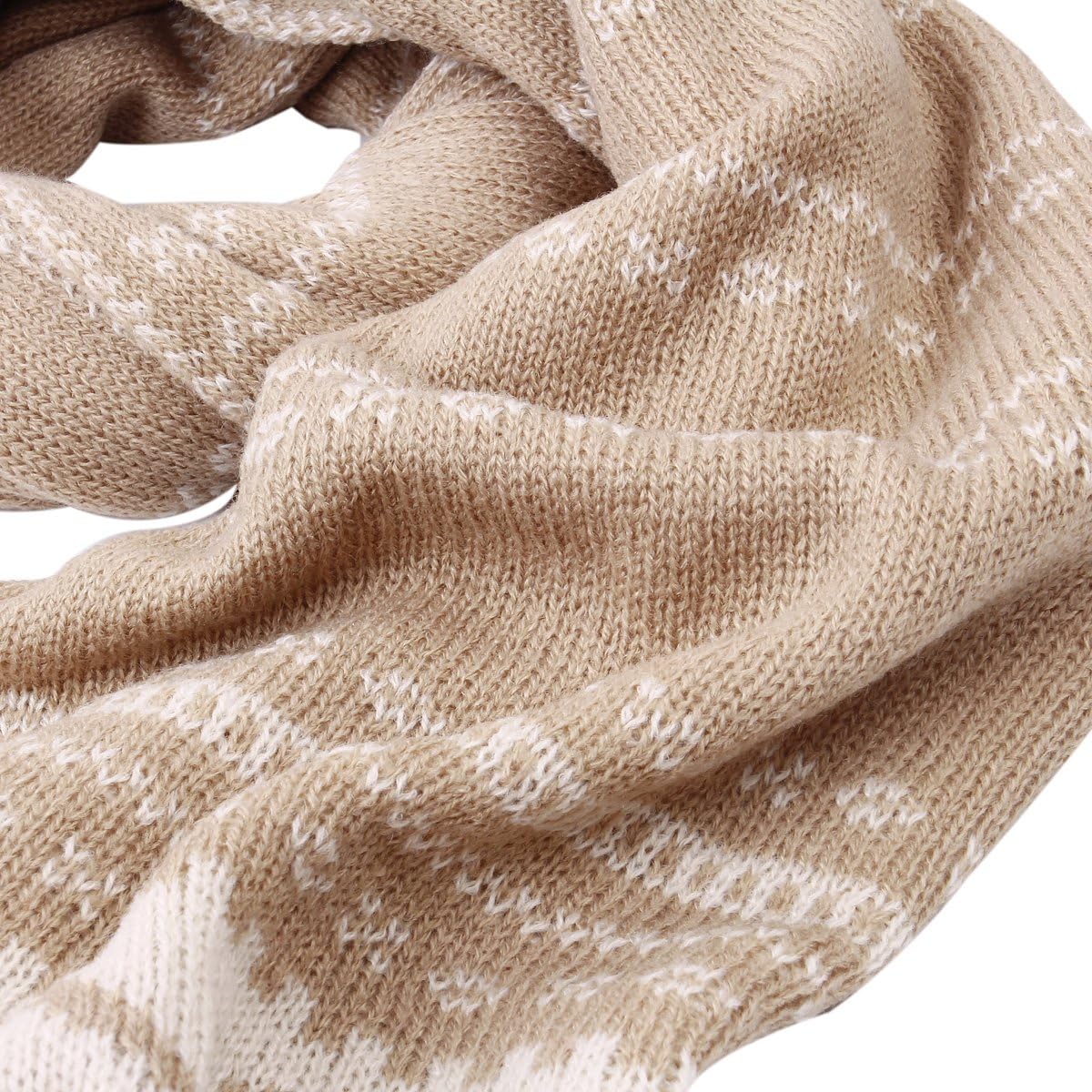 Premium Long Dual Tone Fair Isle Knit Warm Winter Fringe Scarf - Diff Colors - Image 3